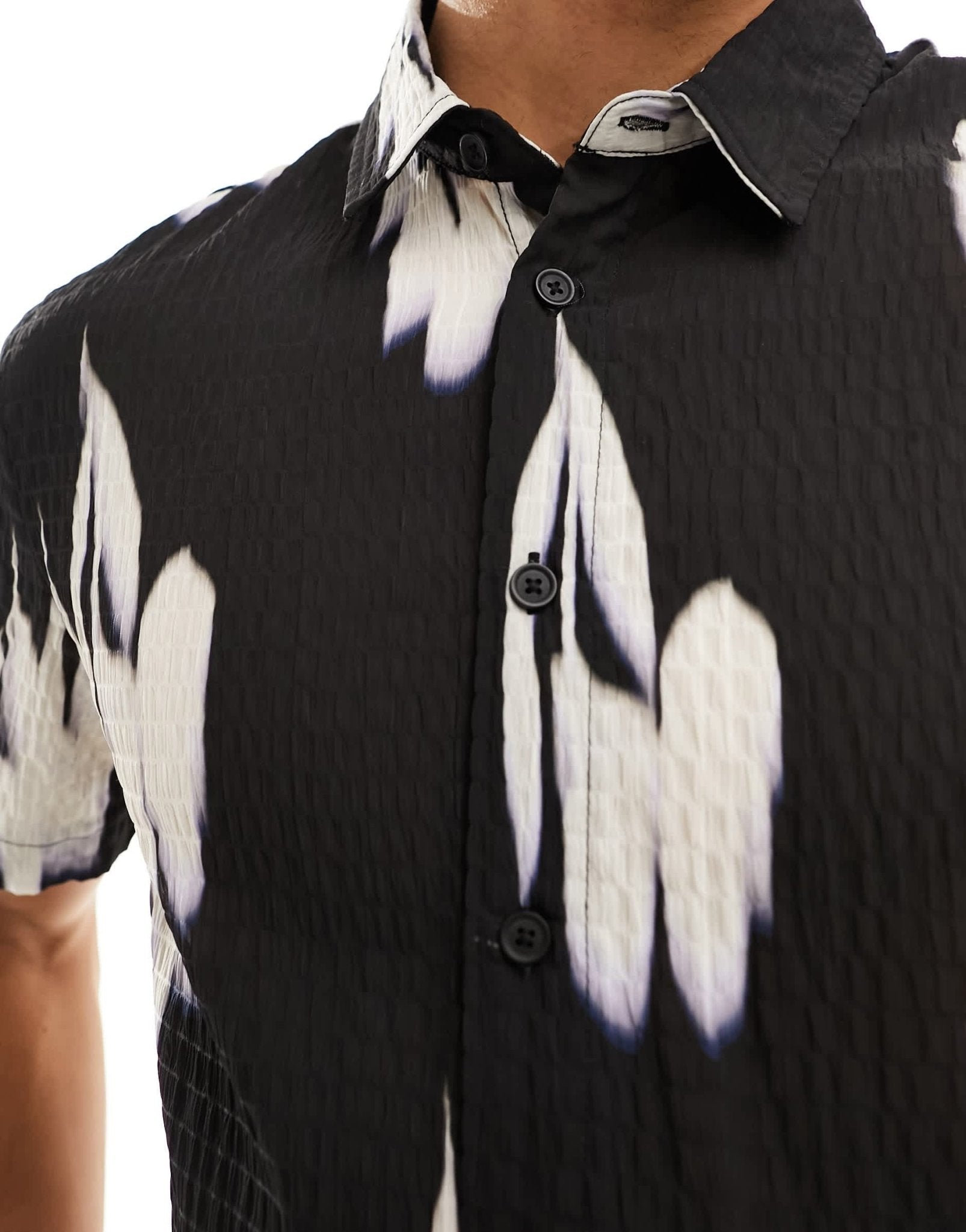 River Island texture blurred shirt in black - ASOS Sample Sale EU Store