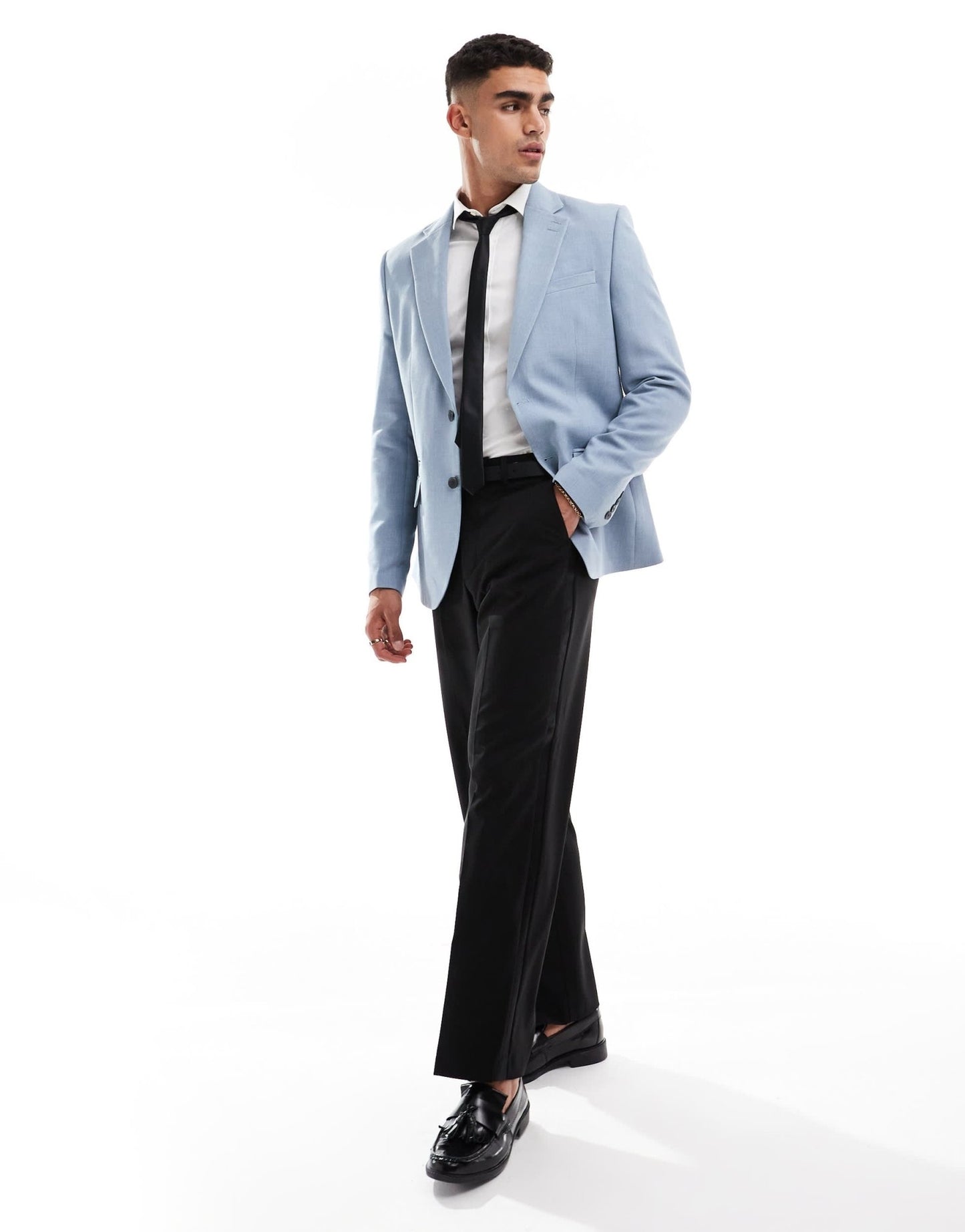River Island textured suit jacket in blue - ASOS Sample Sale EU Store