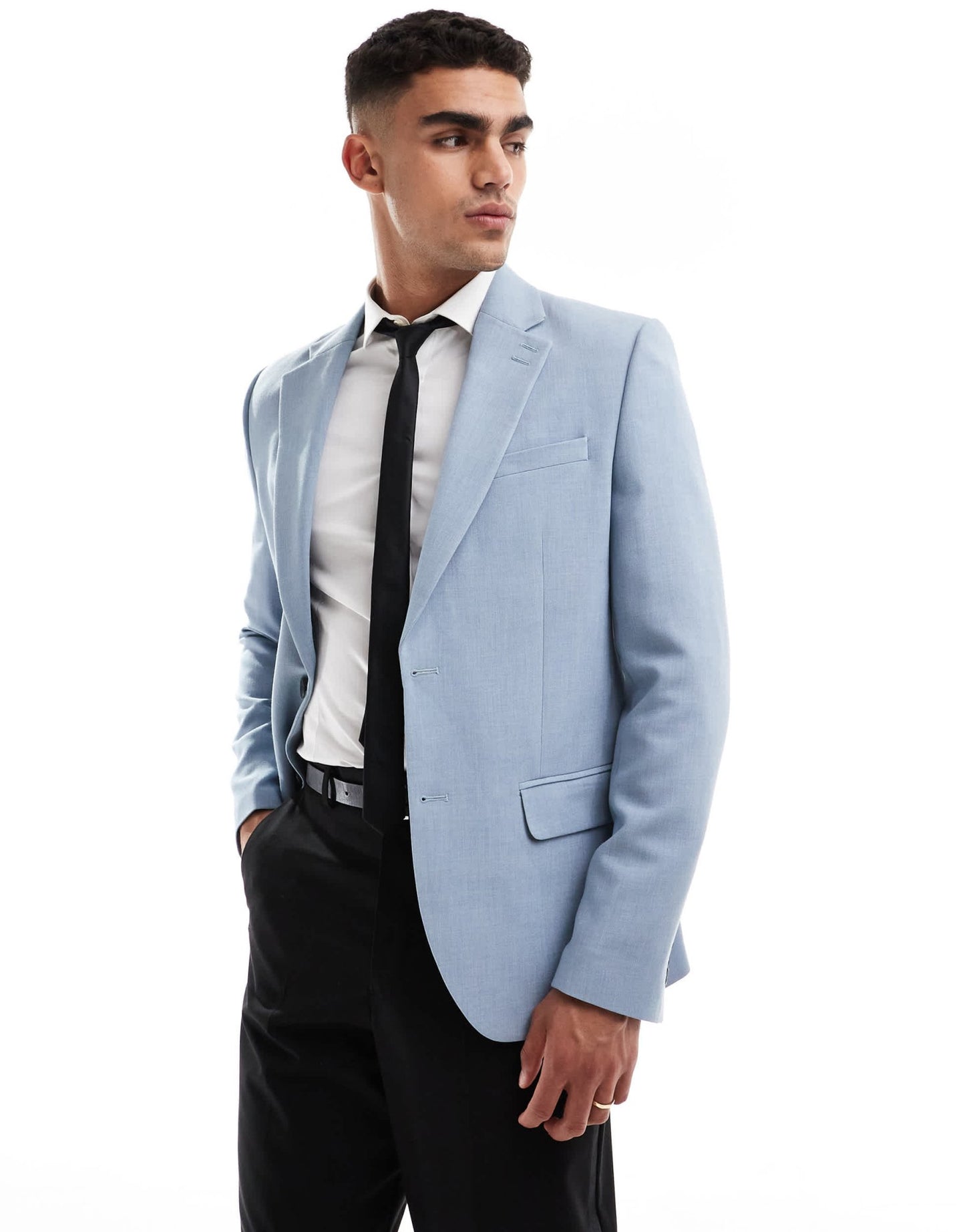 River Island textured suit jacket in blue - ASOS Sample Sale EU Store