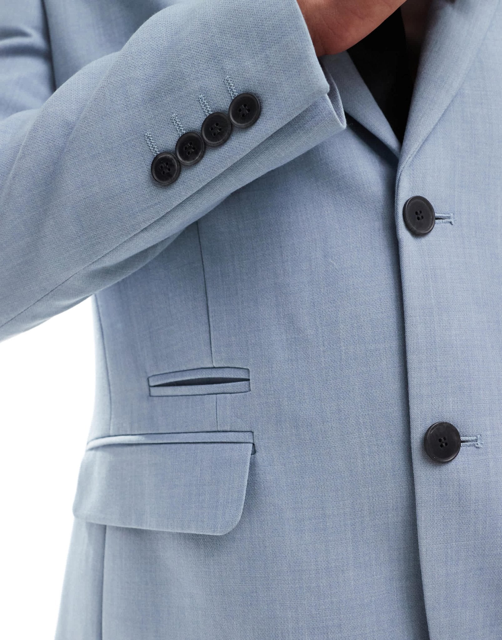 River Island textured suit jacket in blue - ASOS Sample Sale EU Store