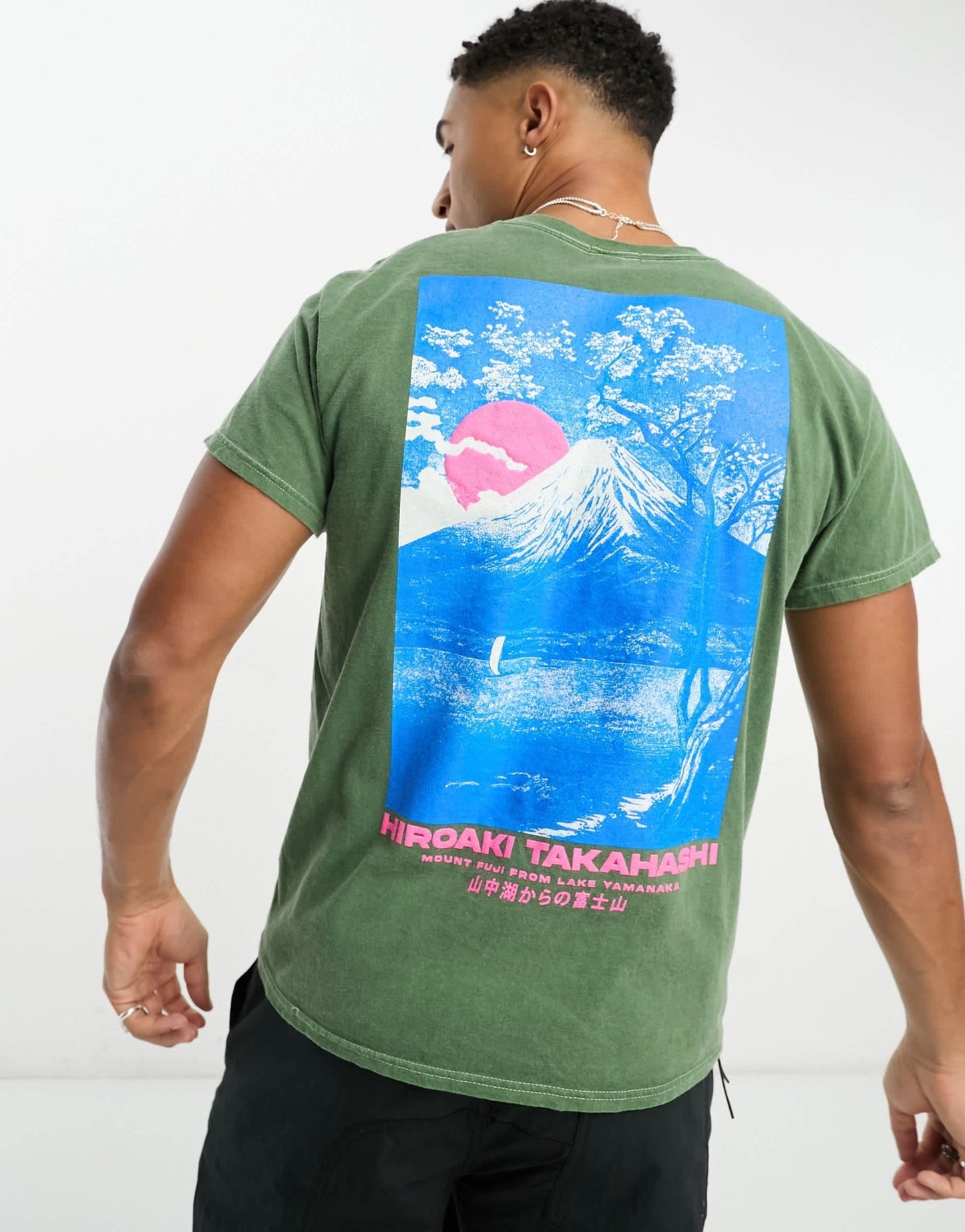 River Island washed print t-shirt in dark green - ASOS Sample Sale EU Store