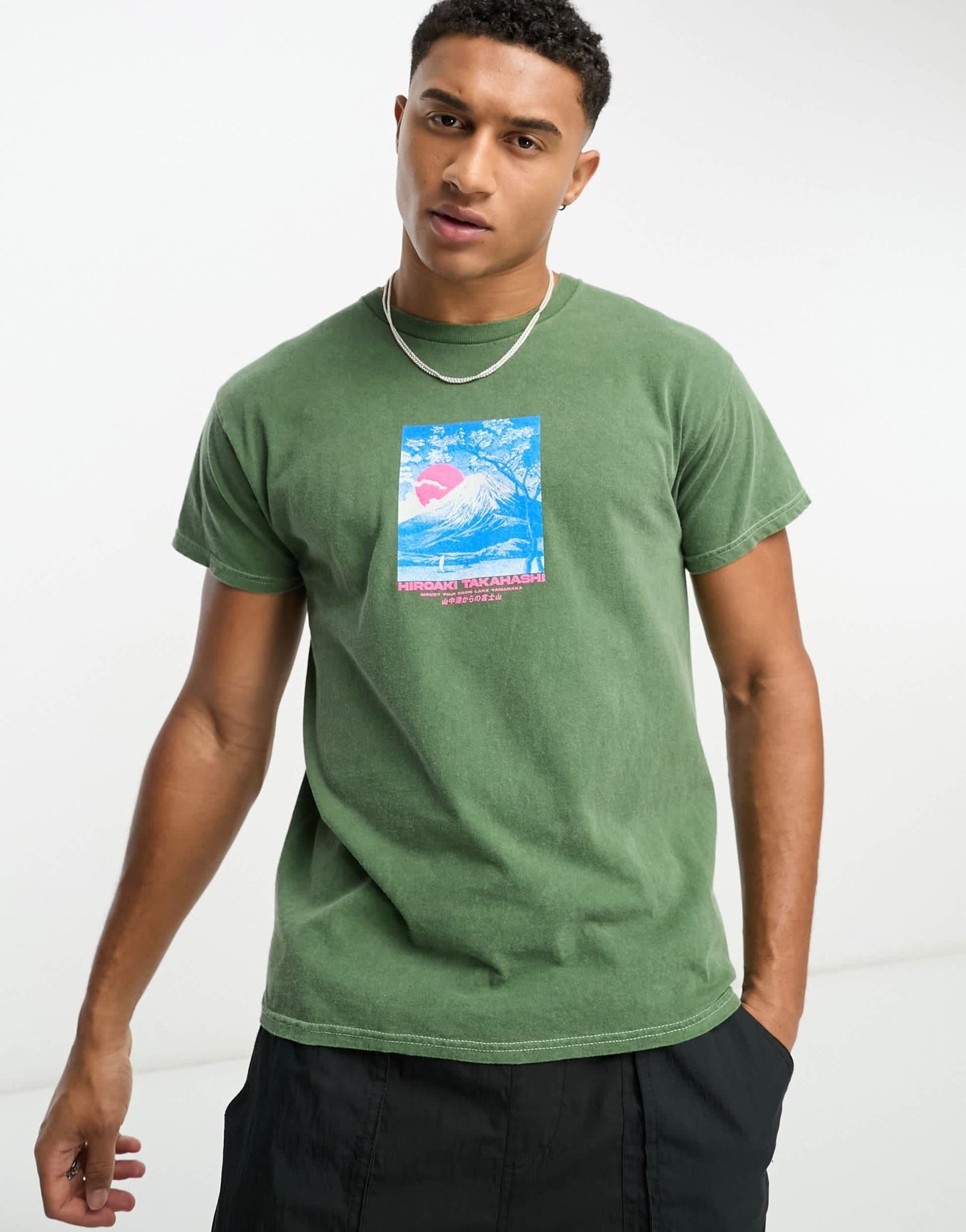 River Island washed print t-shirt in dark green - ASOS Sample Sale EU Store
