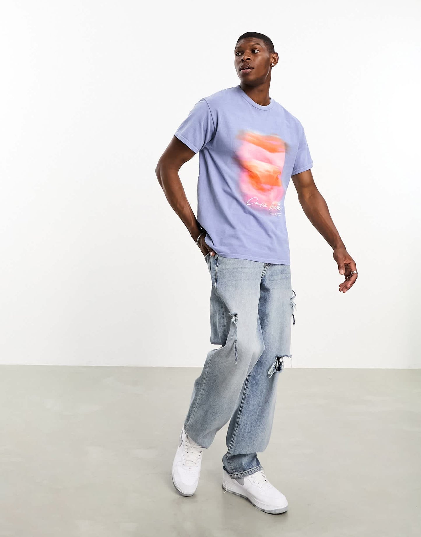 River Island washed sunset t-shirt in light blue - ASOS Sample Sale EU Store