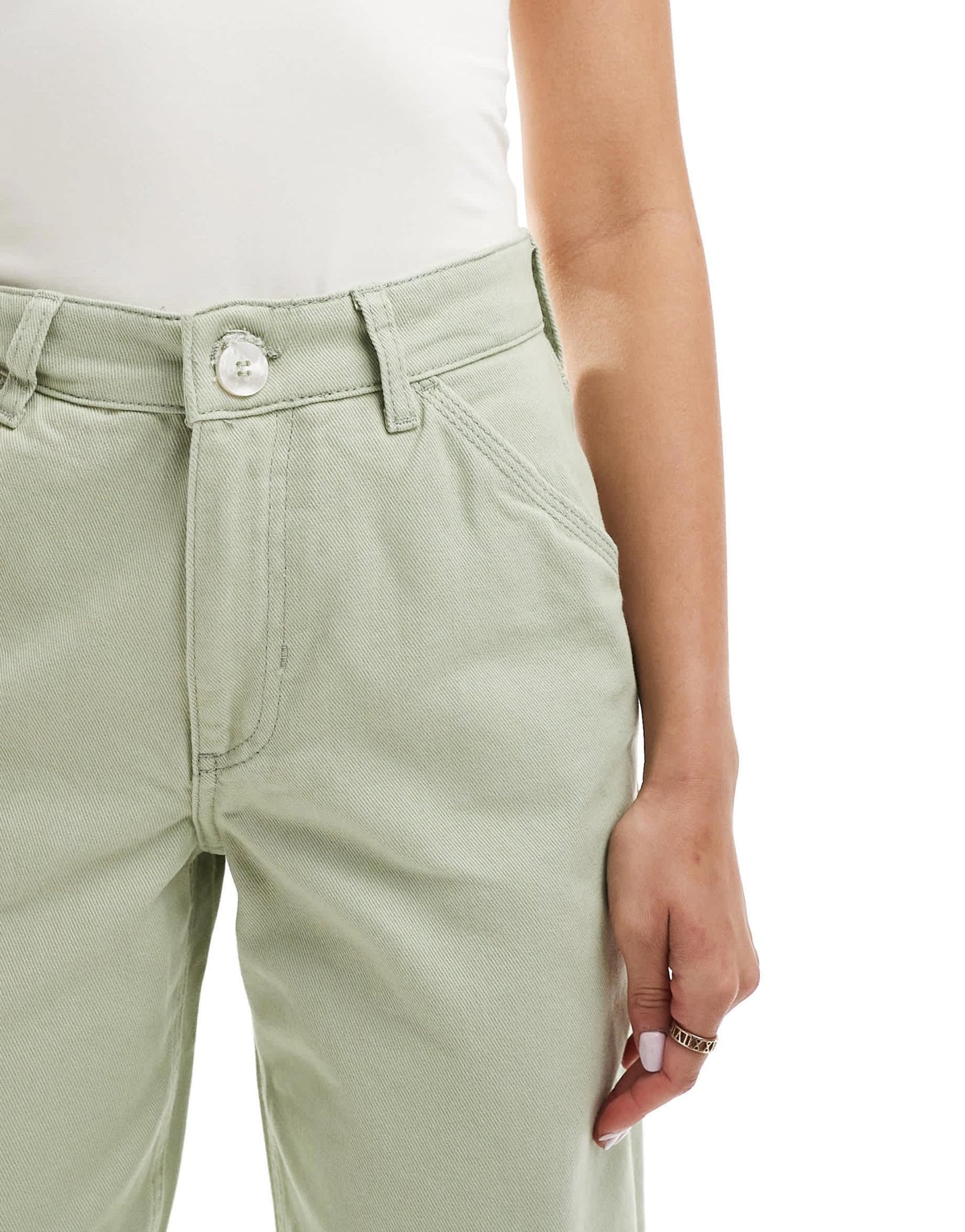 River Island wide leg jean in mid green - ASOS Sample Sale EU Store