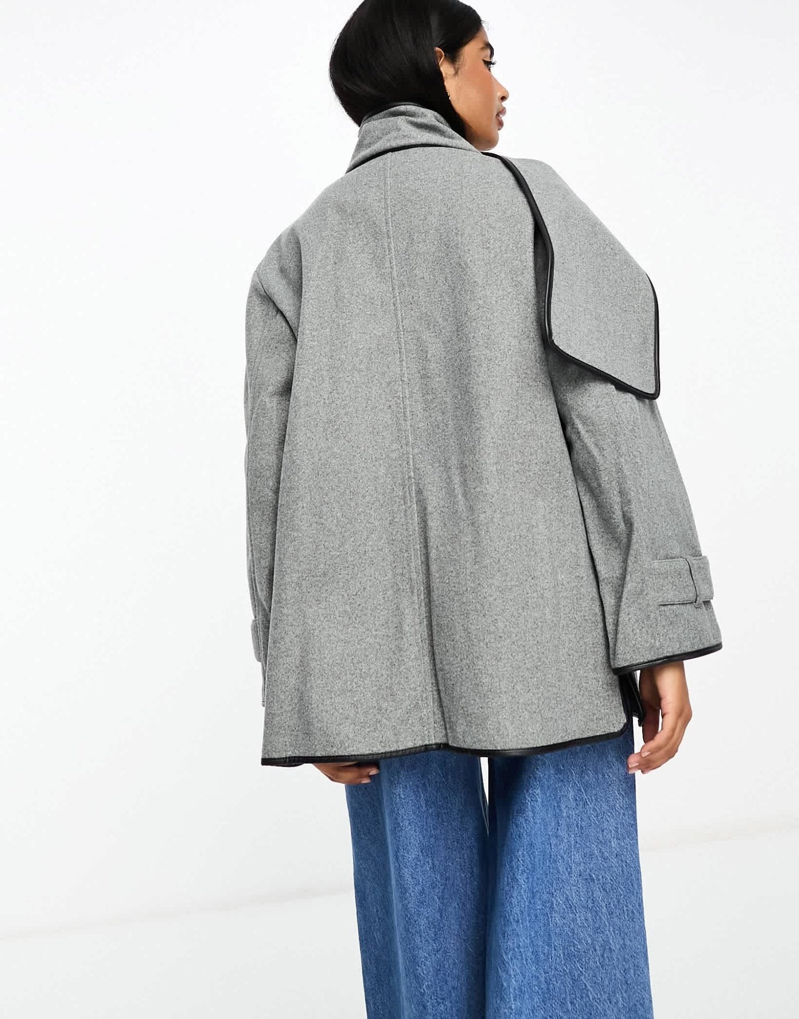 River Island wool scarf coat in mid grey - ASOS Sample Sale EU Store