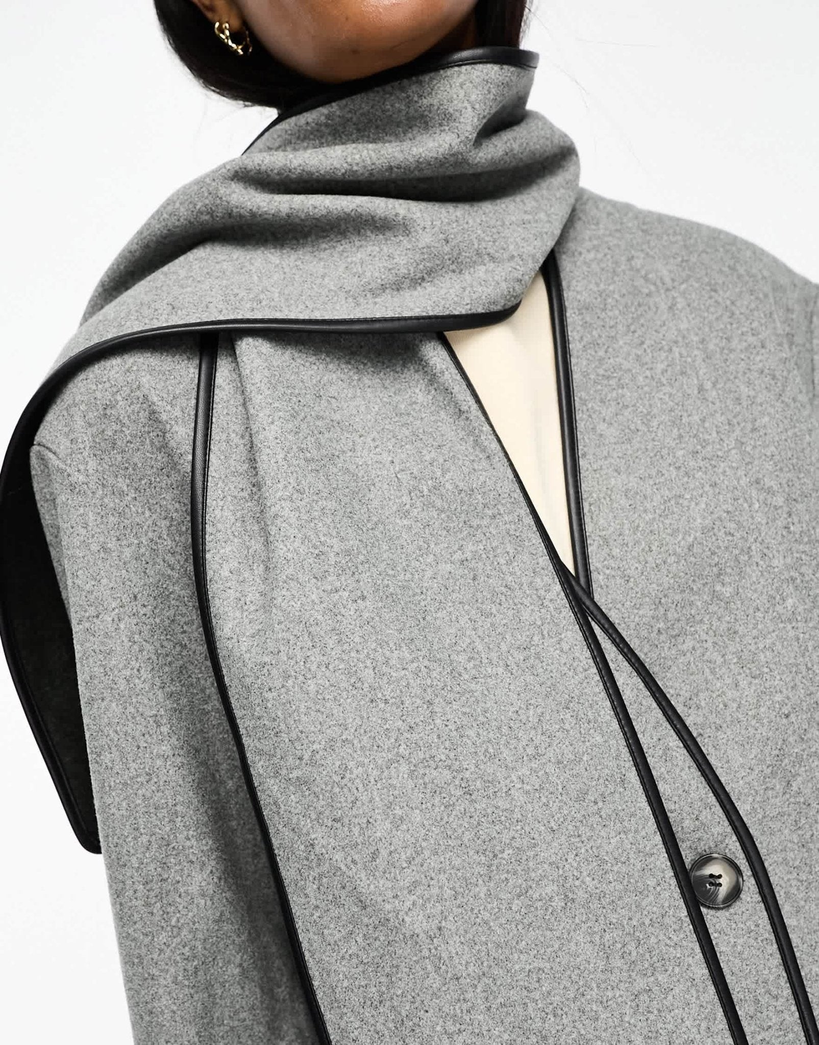 River Island wool scarf coat in mid grey - ASOS Sample Sale EU Store