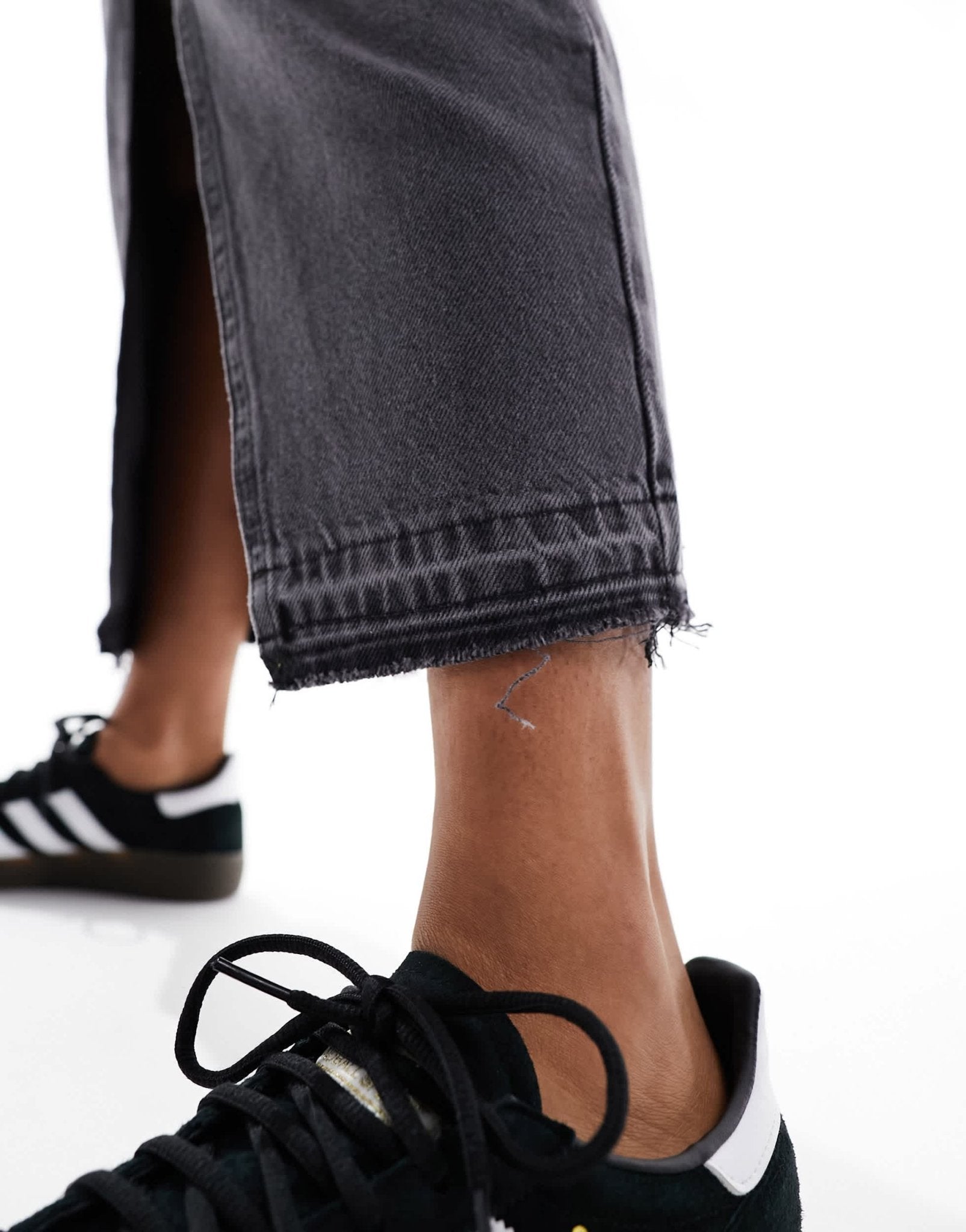 River Island wrapover waist denim maxi skirt in dark grey - ASOS Sample Sale EU Store