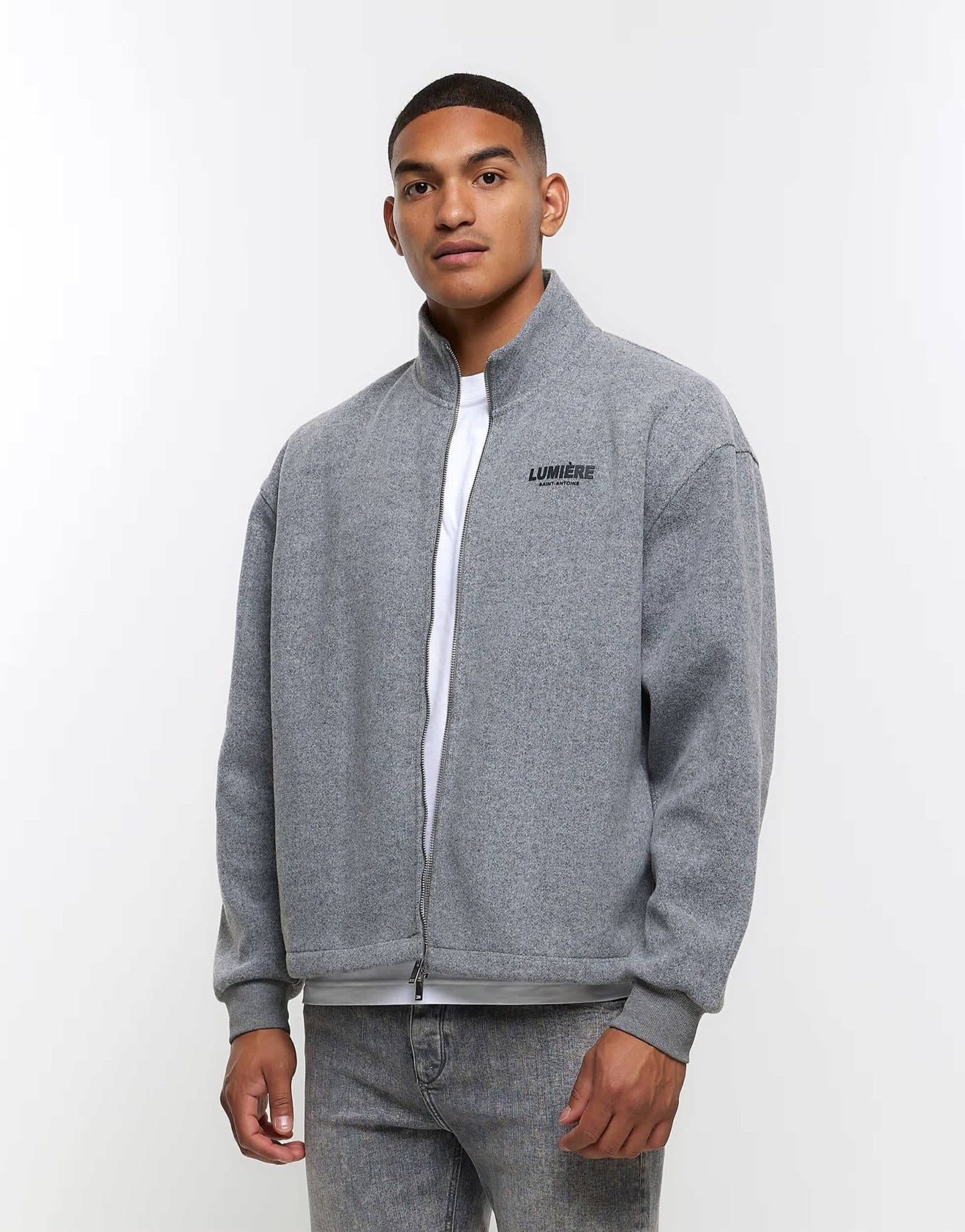 River Island zip up sweatshirt in grey marl - ASOS Sample Sale EU Store