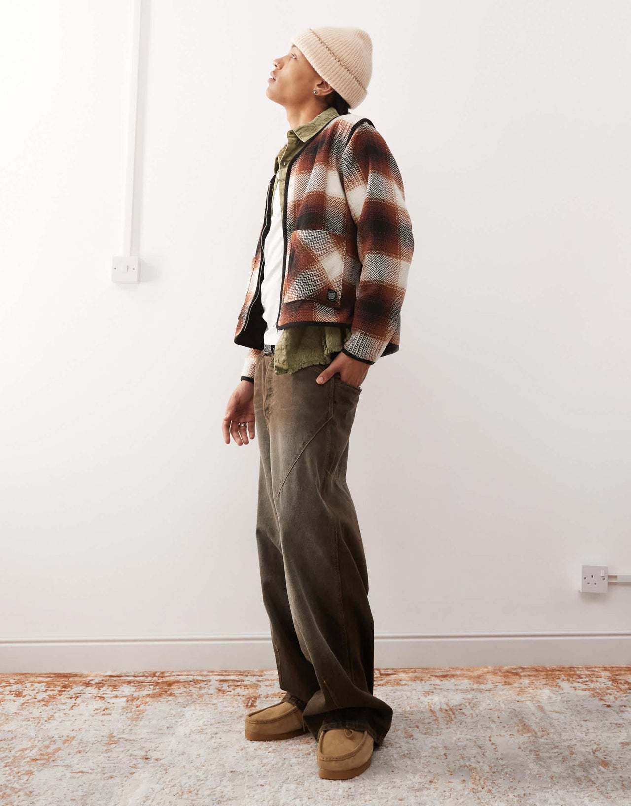 Santa Cruz check jacket with detachable arms in brown - ASOS Sample Sale EU Store