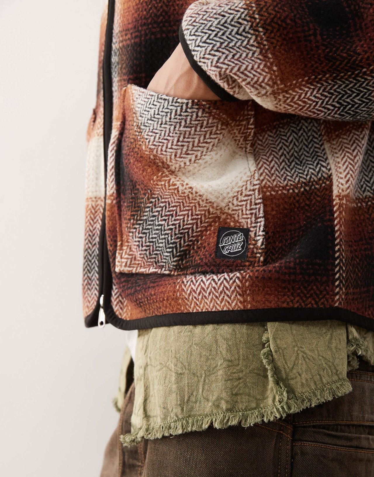Santa Cruz check jacket with detachable arms in brown - ASOS Sample Sale EU Store