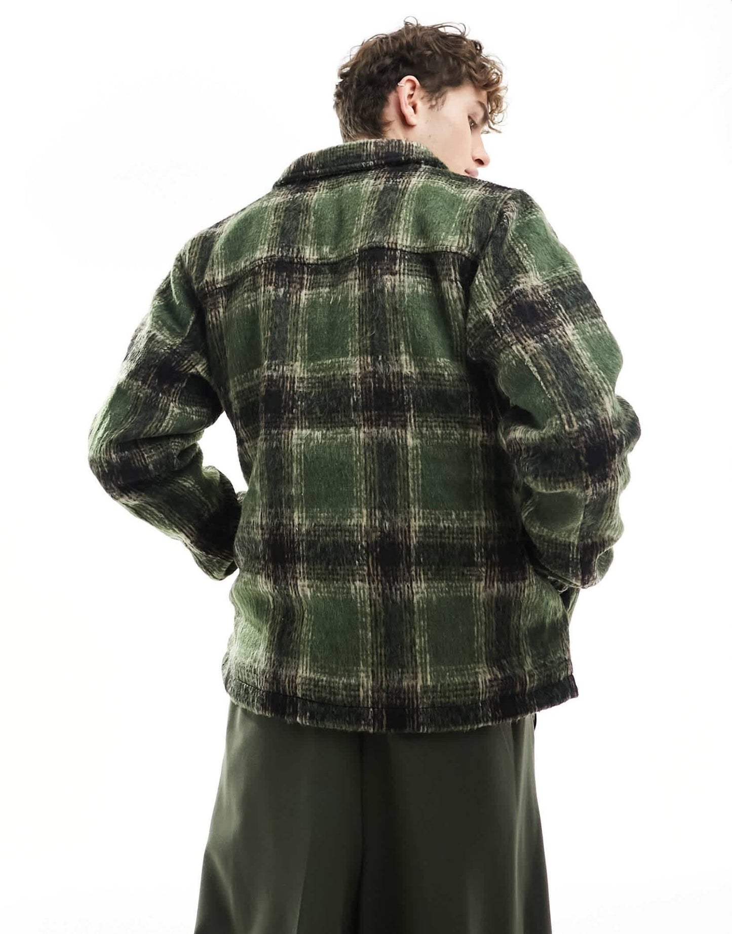 Santa Cruz hideout brushed check jacket in green and black - ASOS Sample Sale EU Store