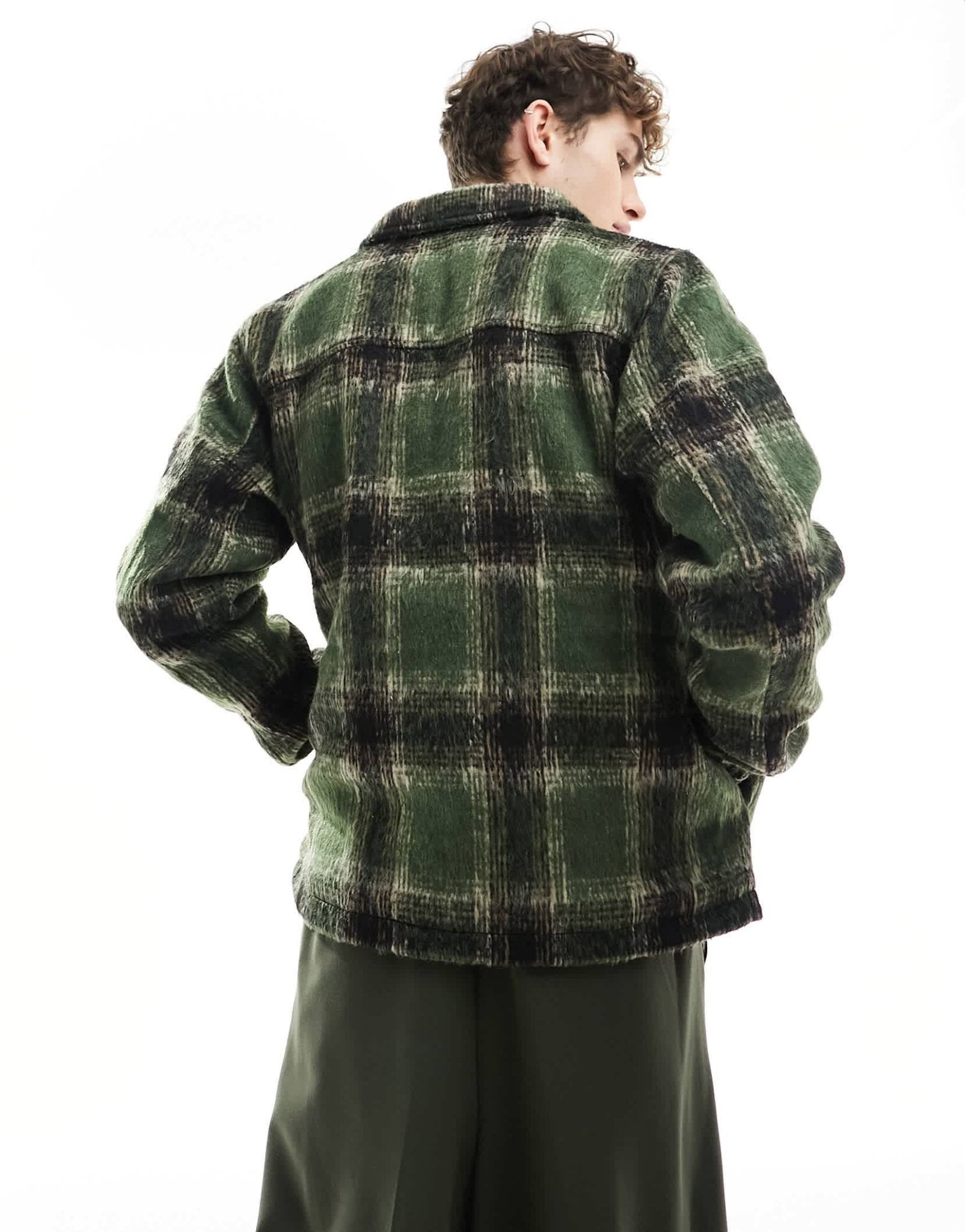Santa Cruz hideout brushed check jacket in green and black - ASOS Sample Sale EU Store