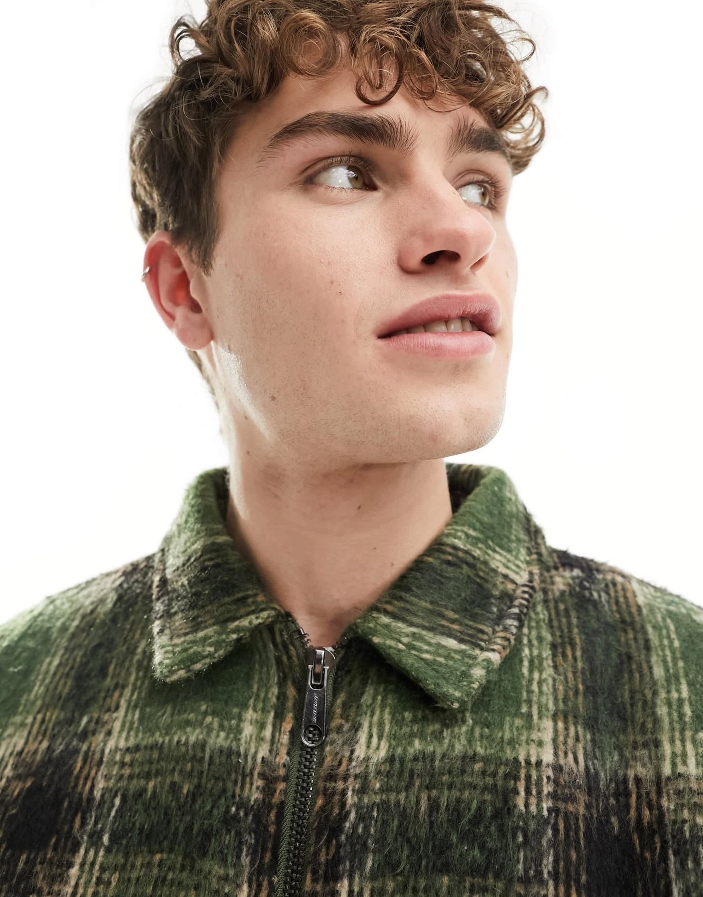 Santa Cruz hideout brushed check jacket in green and black - ASOS Sample Sale EU Store