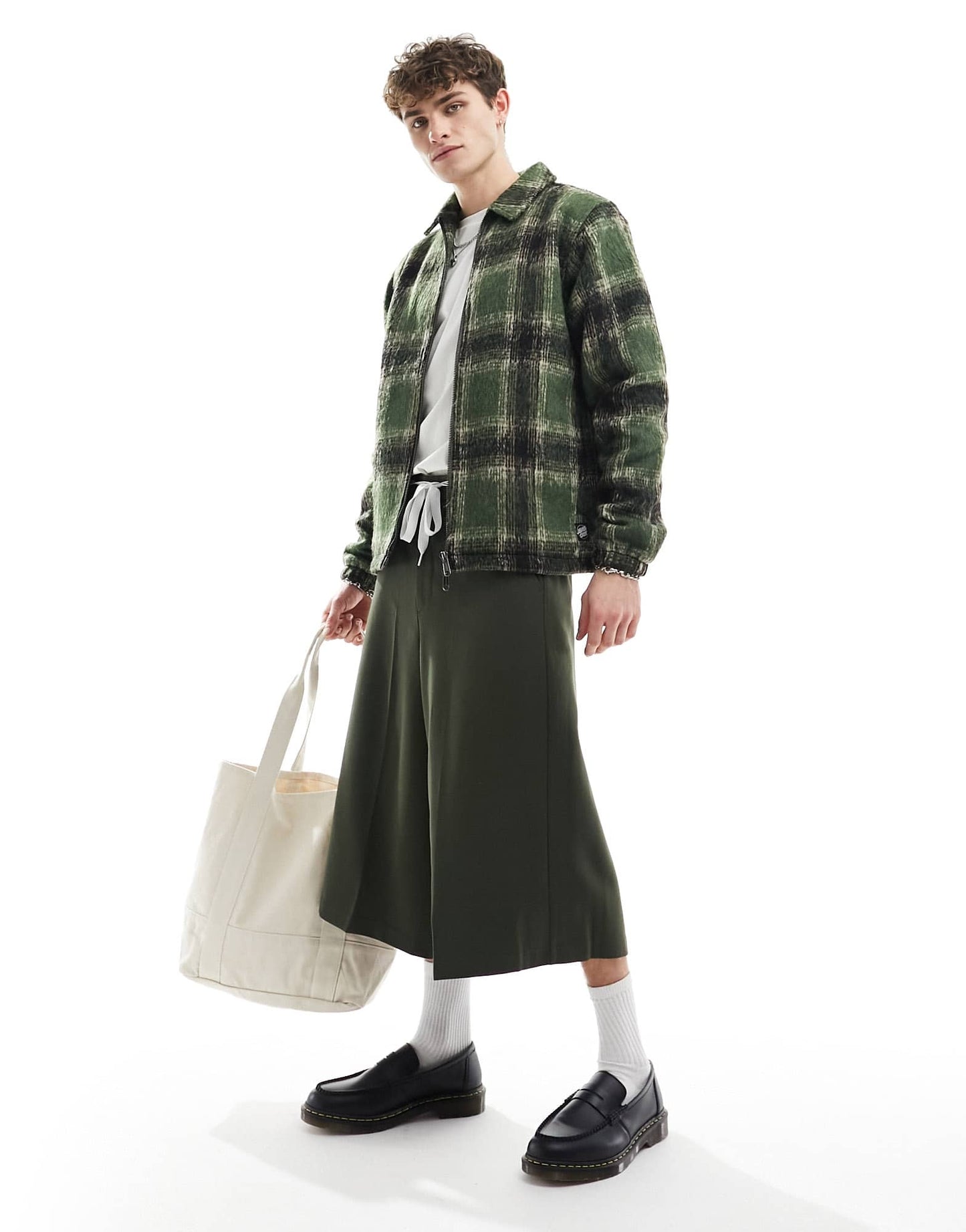 Santa Cruz hideout brushed check jacket in green and black - ASOS Sample Sale EU Store