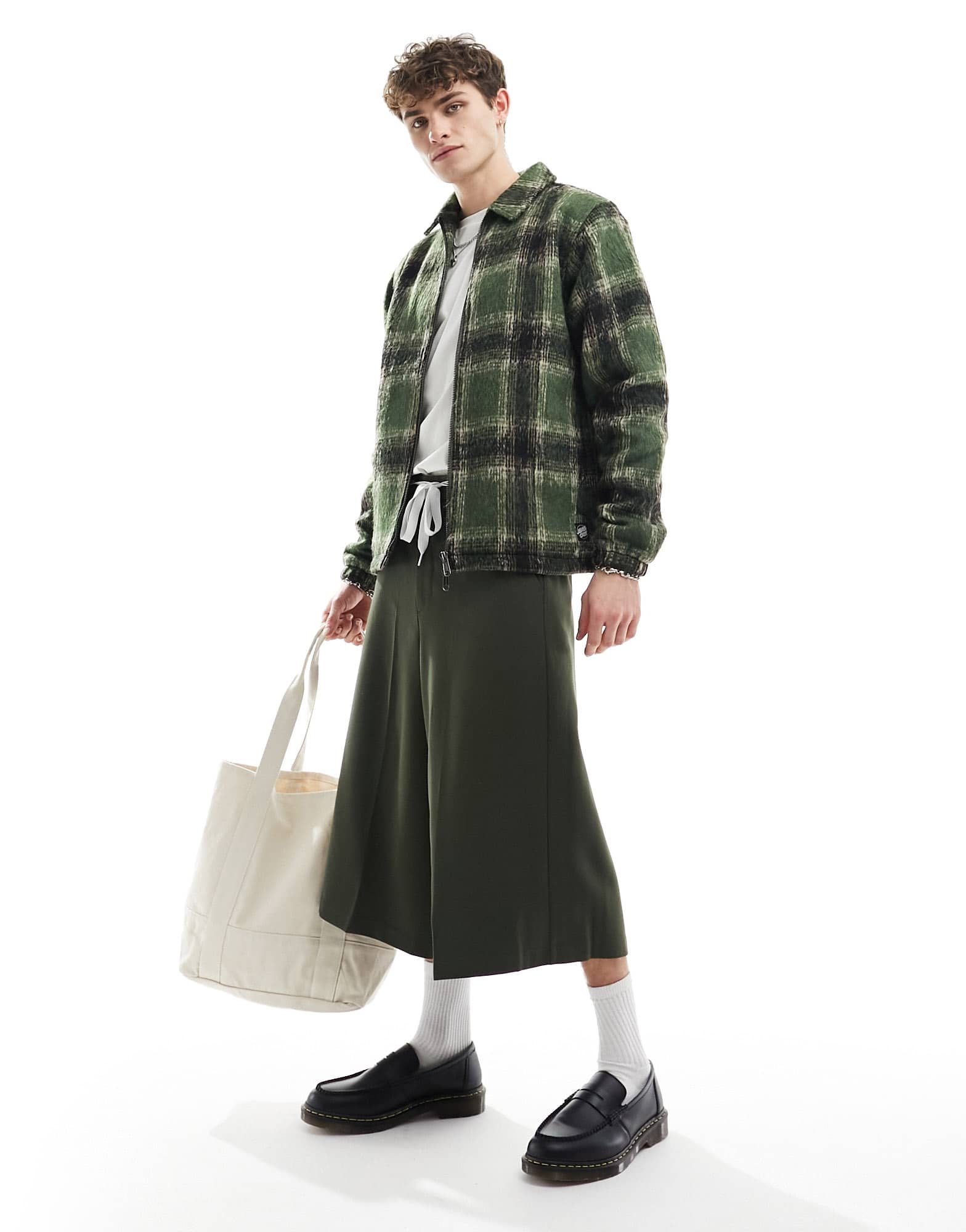 Santa Cruz hideout brushed check jacket in green and black - ASOS Sample Sale EU Store