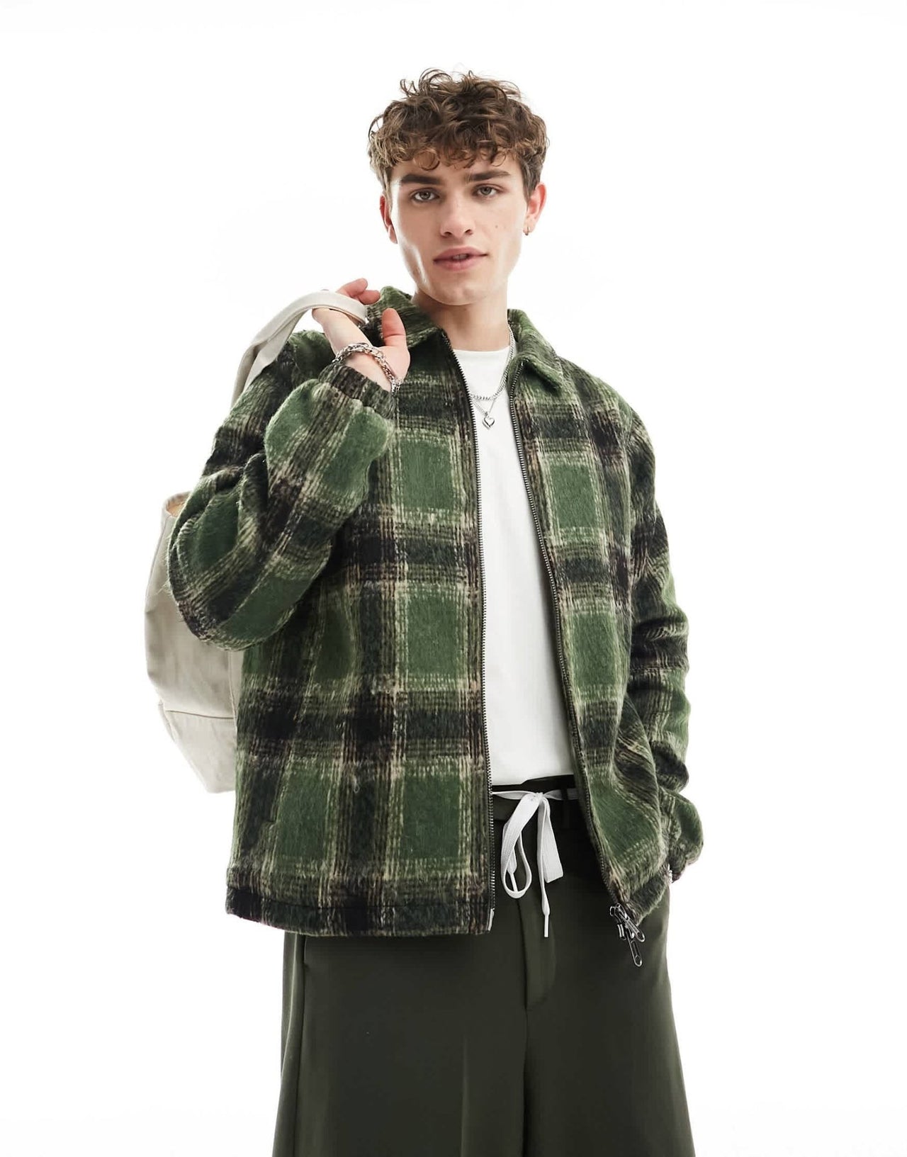 Santa Cruz hideout brushed check jacket in green and black - ASOS Sample Sale EU Store