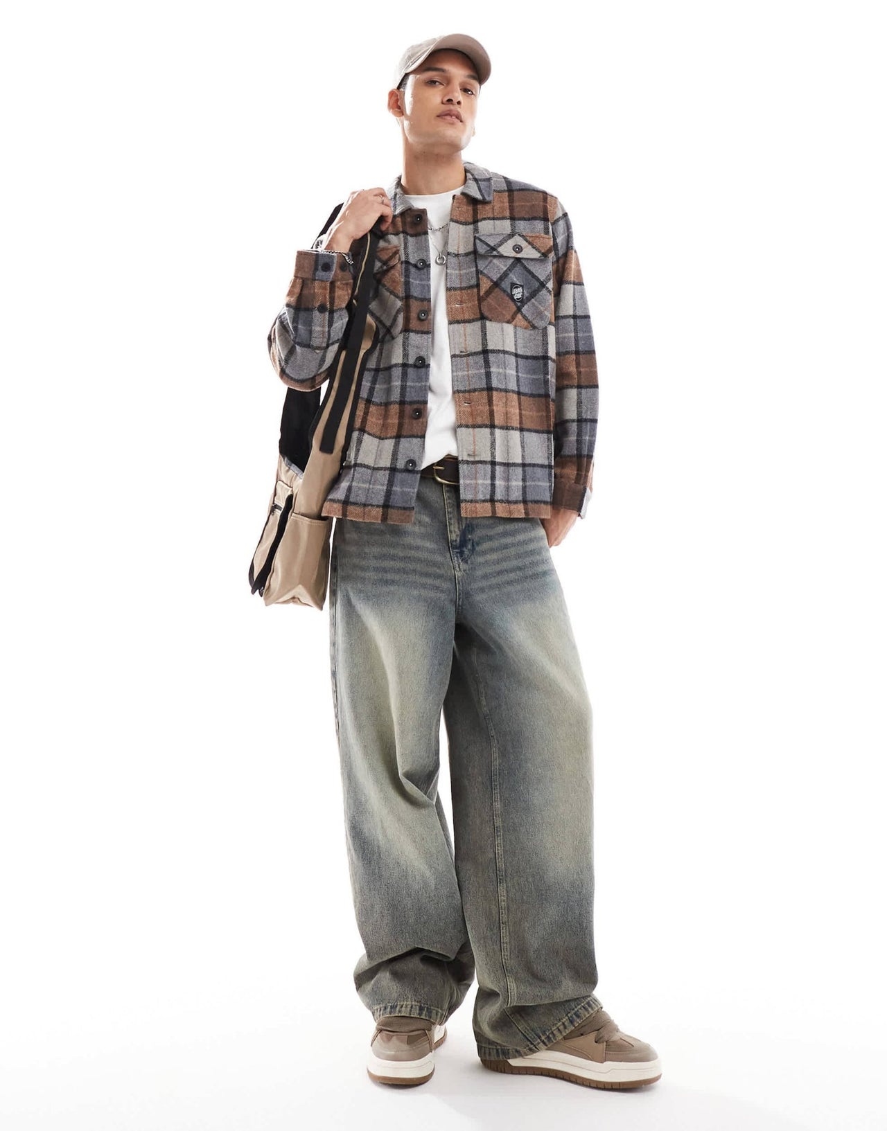 Santa Cruz lodge checked shirt in beige - ASOS Sample Sale EU Store