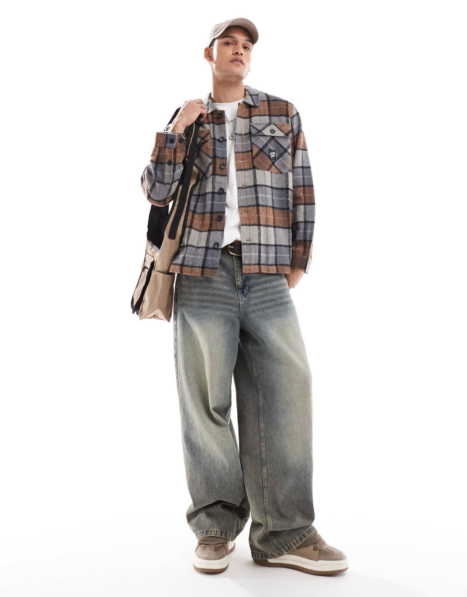 Santa Cruz lodge checked shirt in beige - ASOS Sample Sale EU Store