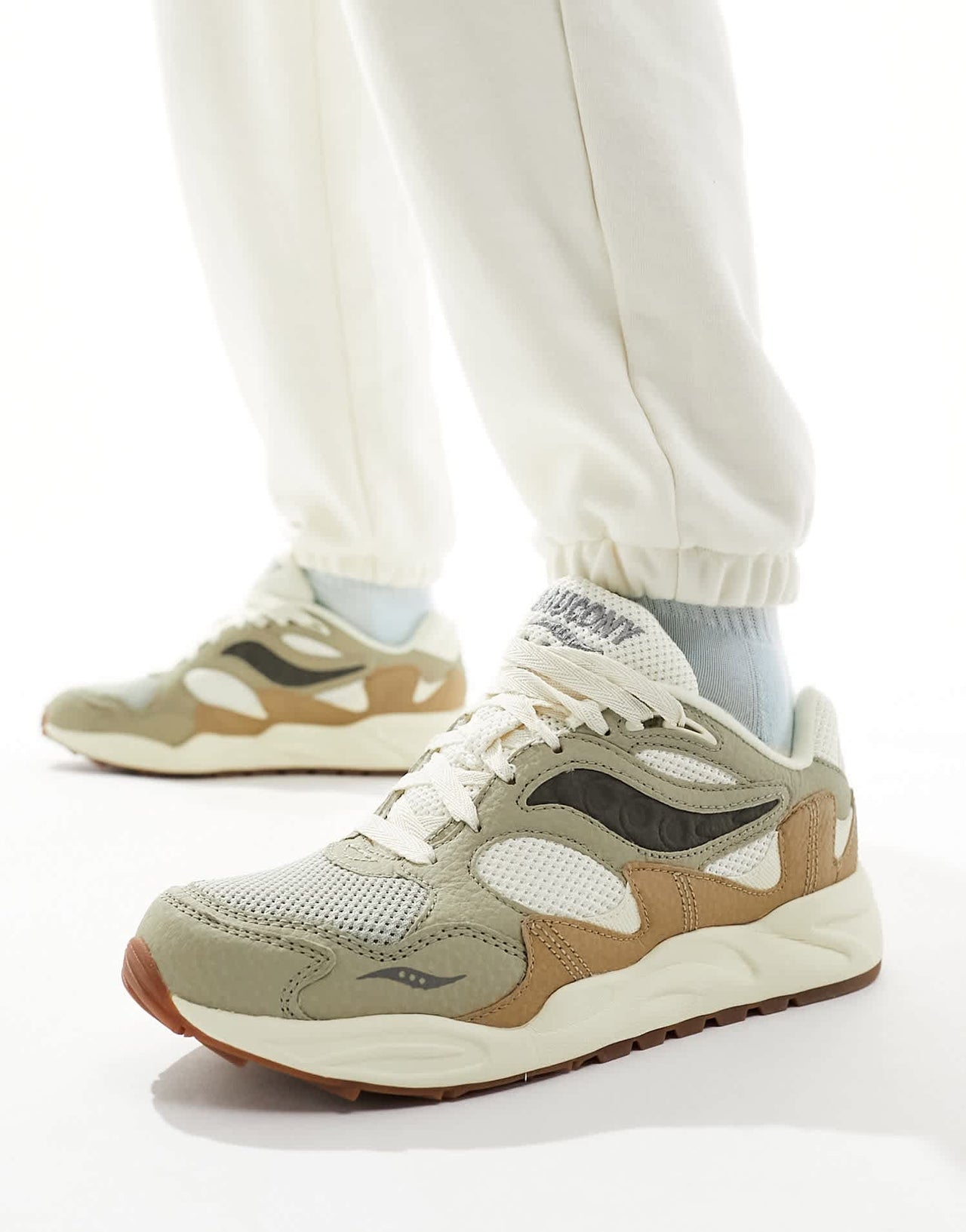 Saucony Grid Shadow 2 trainers in sand and sage - ASOS Sample Sale EU Store