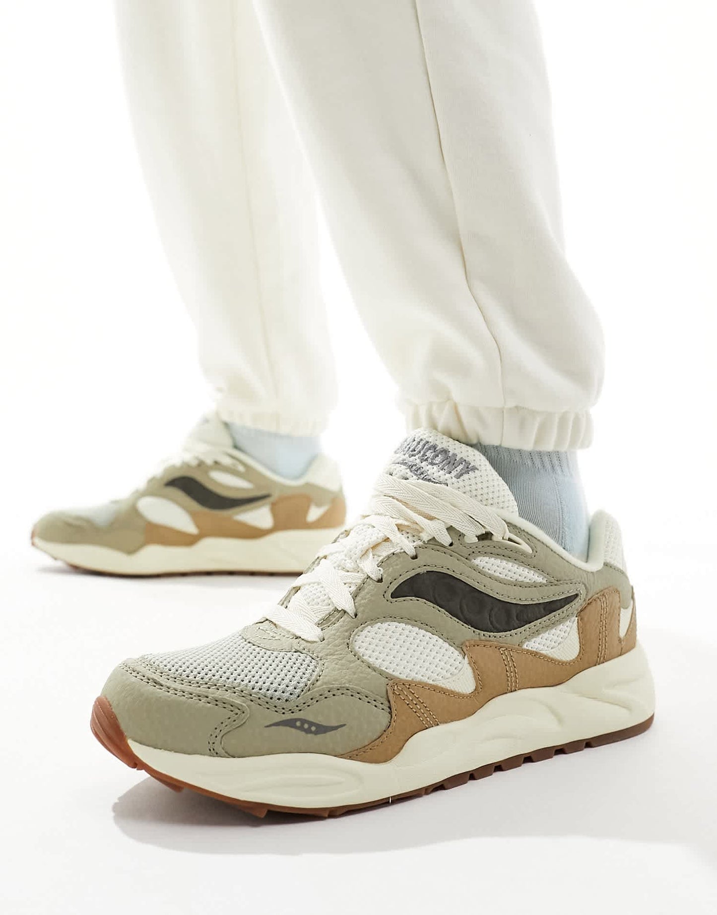 Saucony Grid Shadow 2 trainers in sand and sage - ASOS Sample Sale EU Store