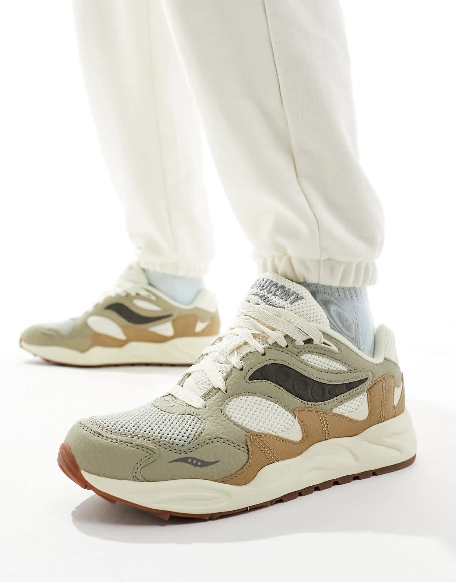Saucony Grid Shadow 2 trainers in sand and sage - ASOS Sample Sale EU Store