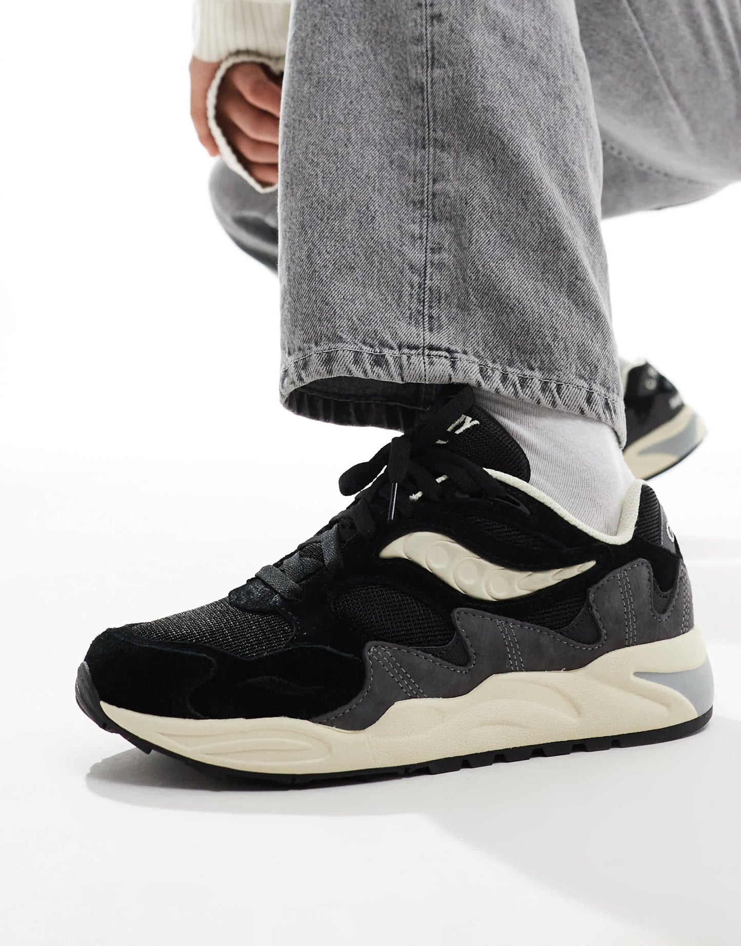 Saucony Originals Grid Shadow 2 trainers in black and cream - ASOS Sample Sale EU Store