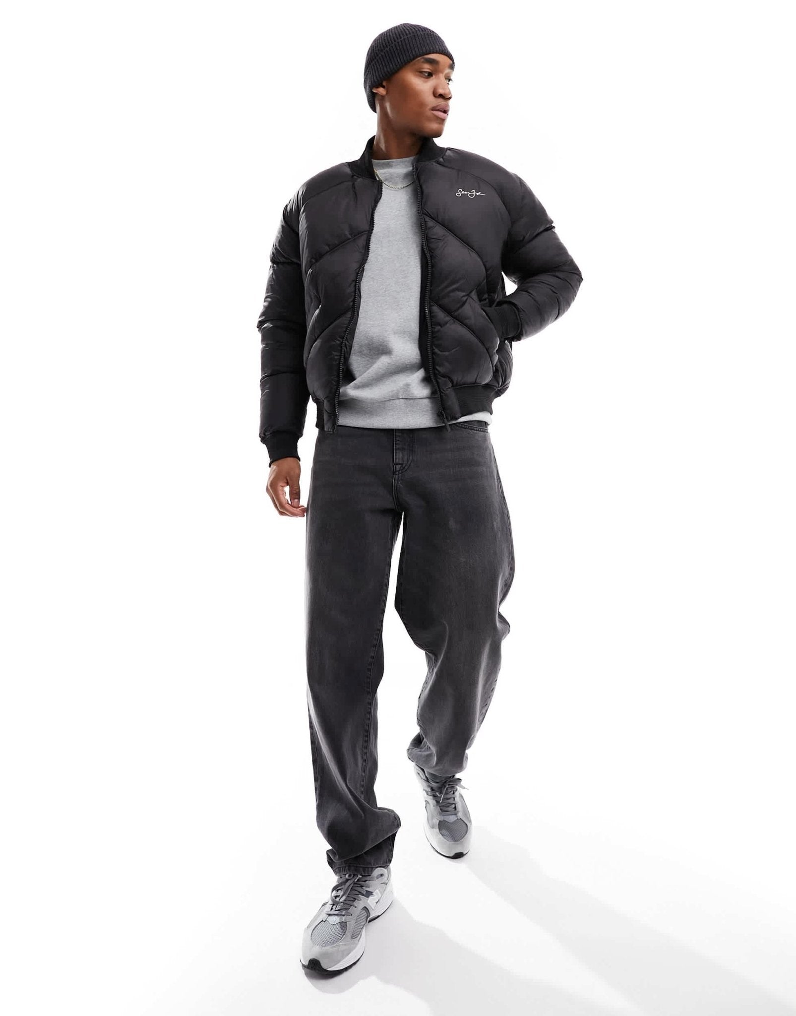 Sean John script puffer bomber jacket in khaki - ASOS Sample Sale EU Store