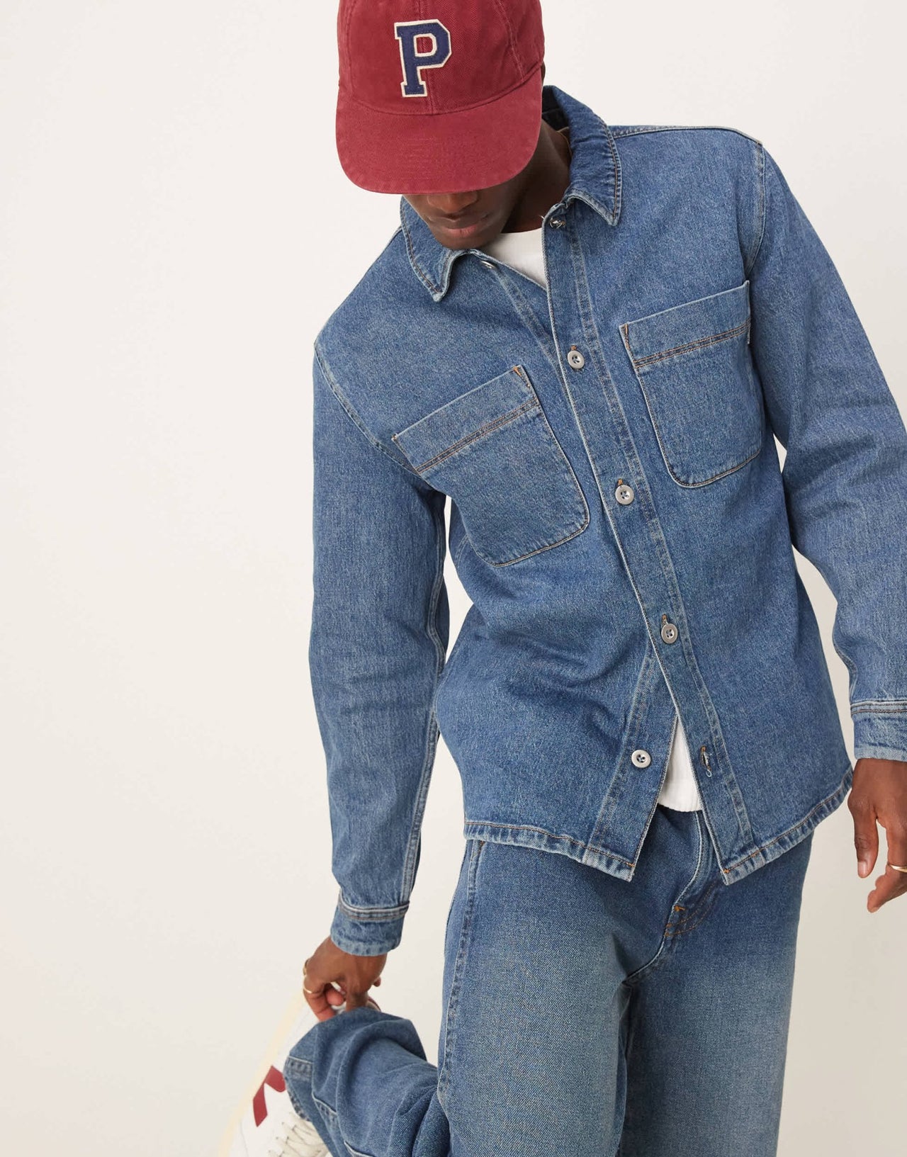Selected boxy denim overshirt in mid blue - ASOS Sample Sale EU Store