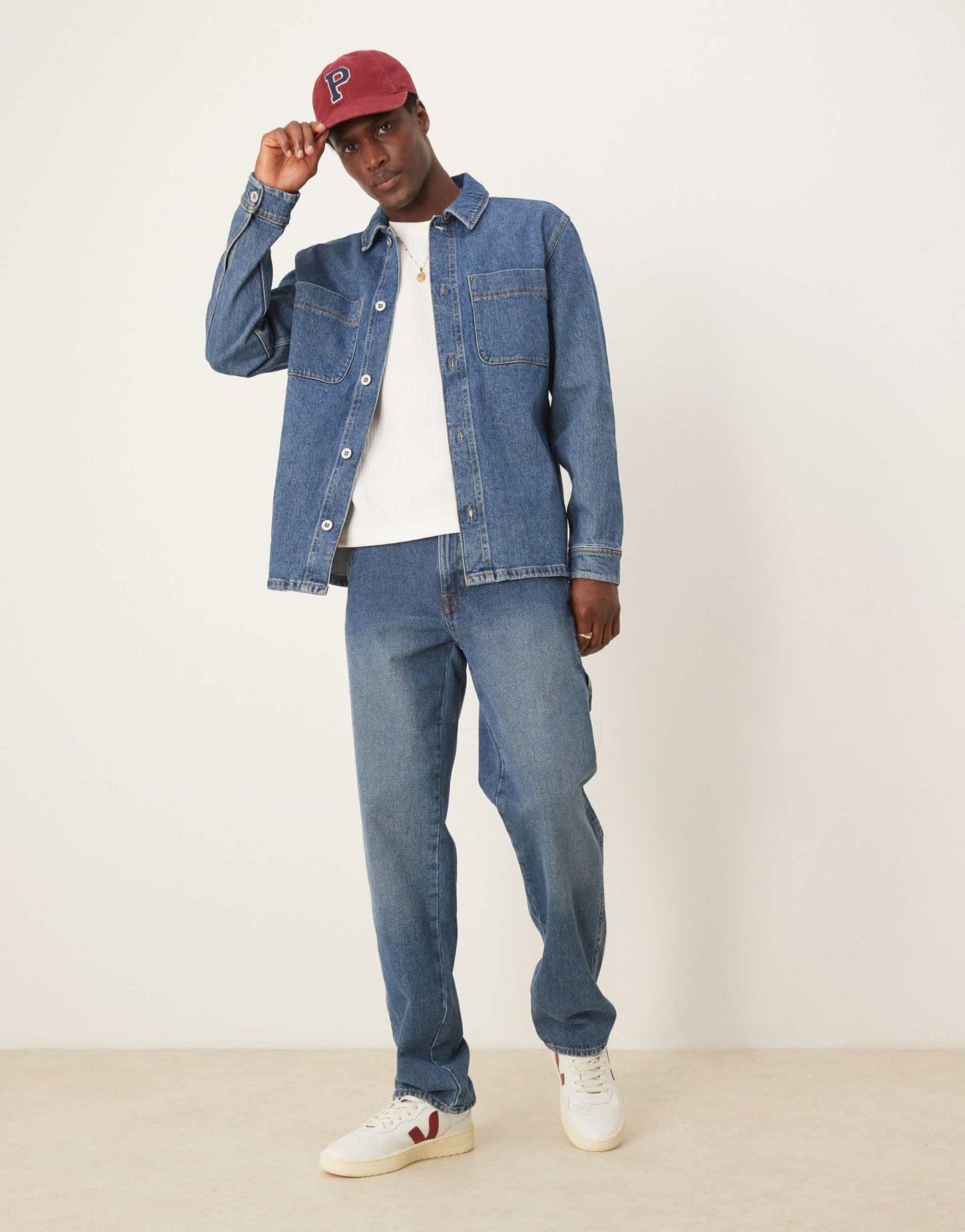 Selected boxy denim overshirt in mid blue - ASOS Sample Sale EU Store