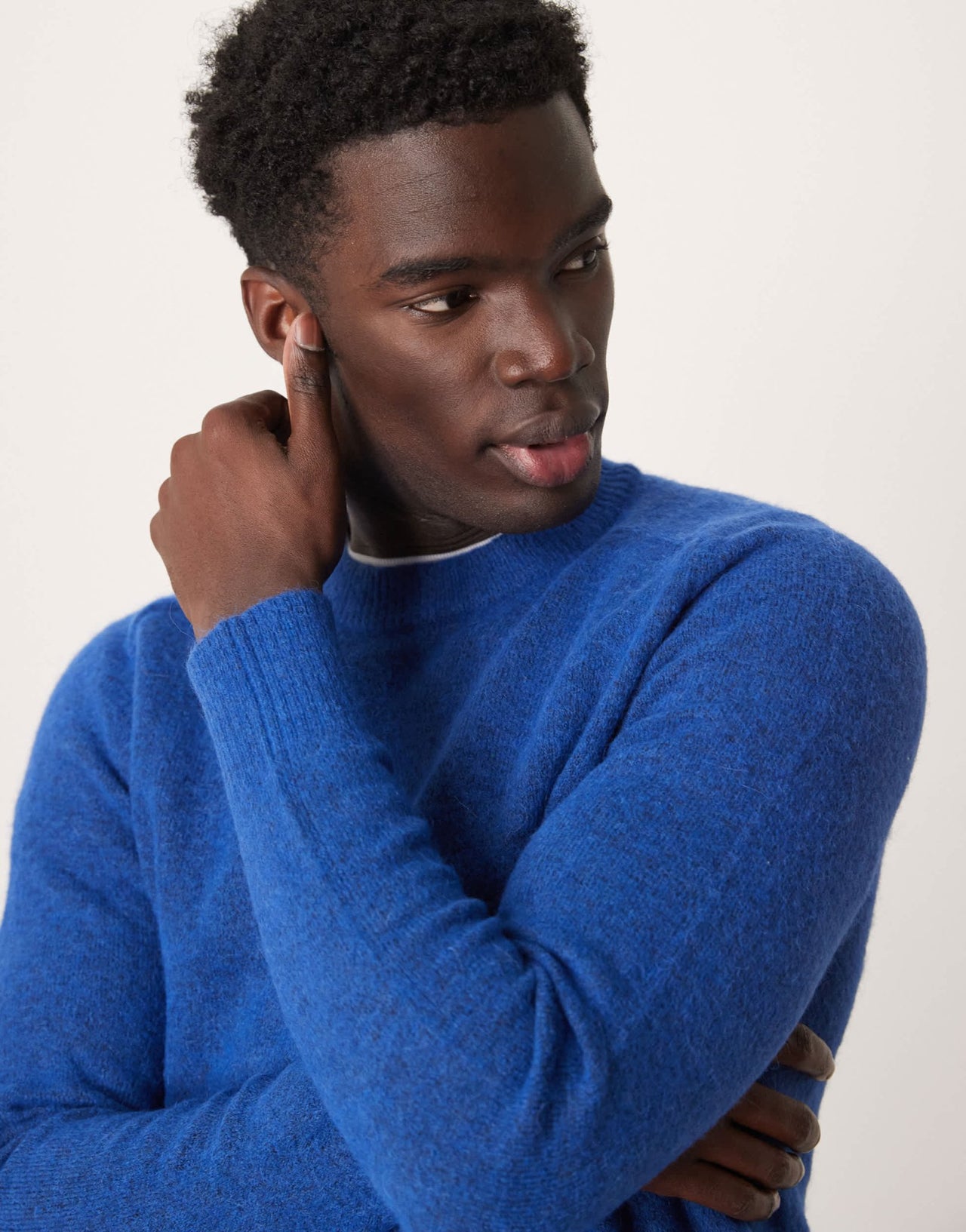 Selected crew neck fluffy alpaca knitted jumper in blue - ASOS Sample Sale EU Store