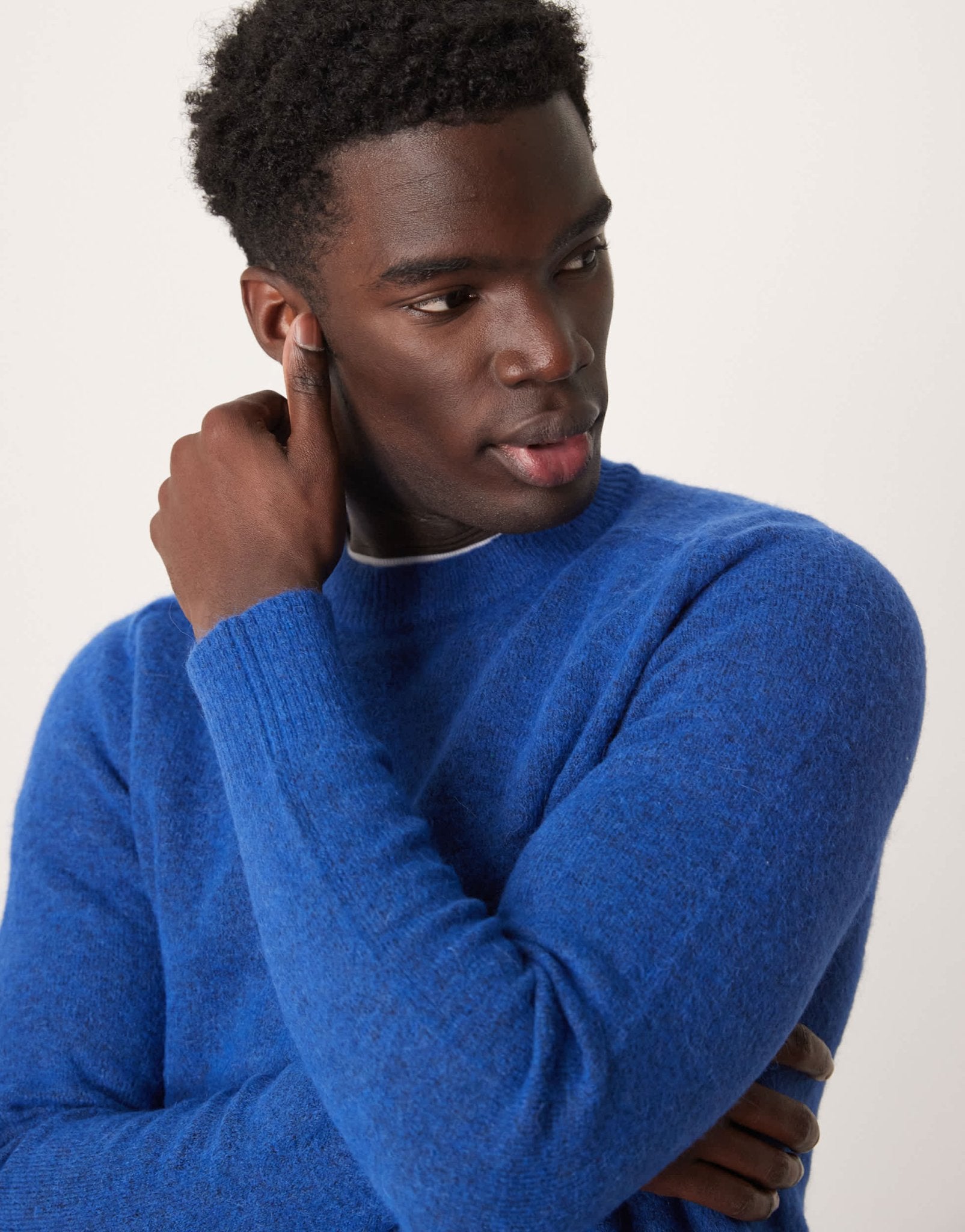Selected crew neck fluffy alpaca knitted jumper in blue - ASOS Sample Sale EU Store