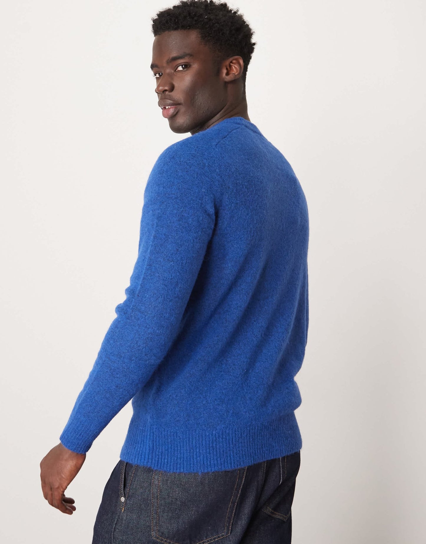 Selected crew neck fluffy alpaca knitted jumper in blue - ASOS Sample Sale EU Store