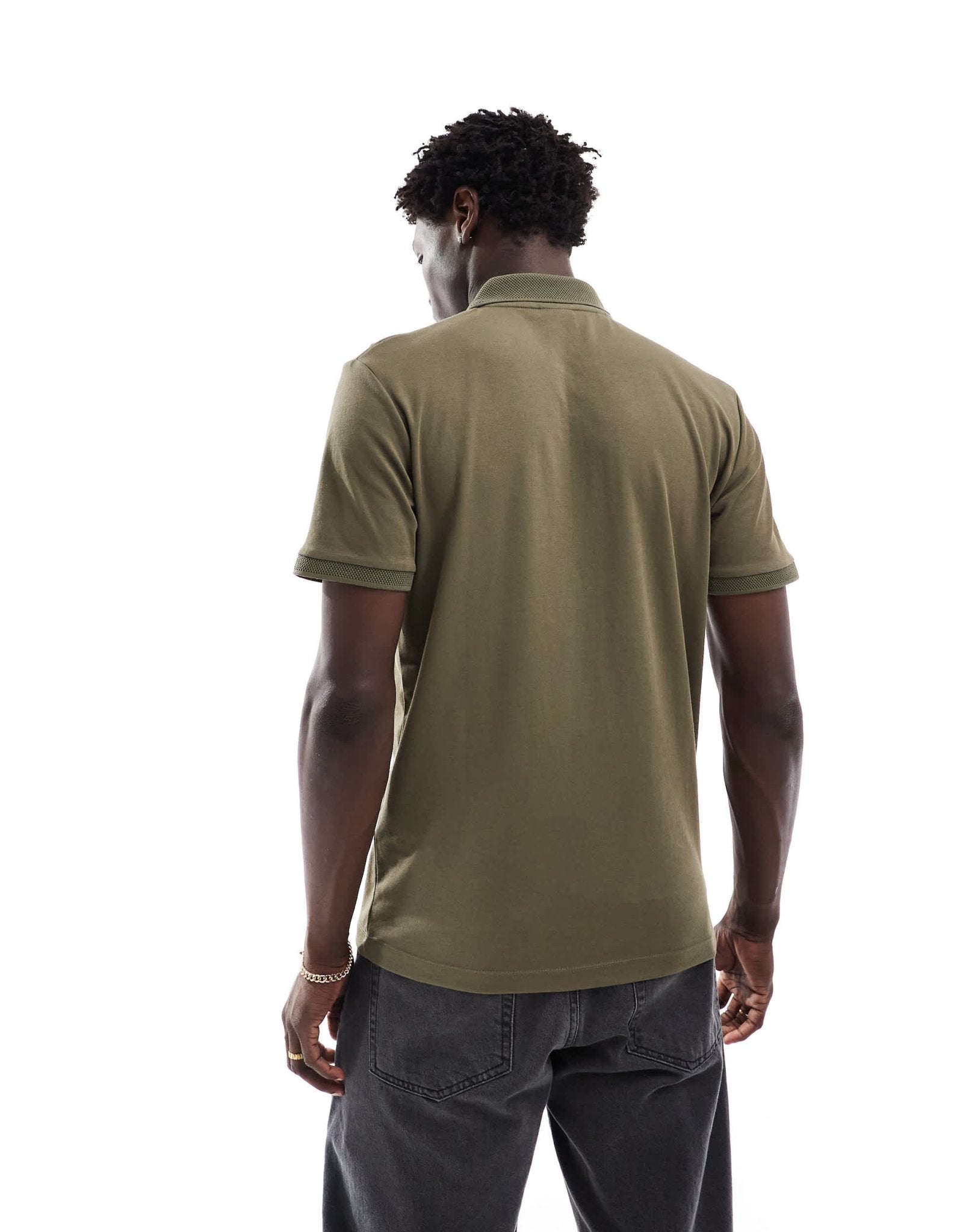 Selected half zip polo shirt in olive green - ASOS Sample Sale EU Store