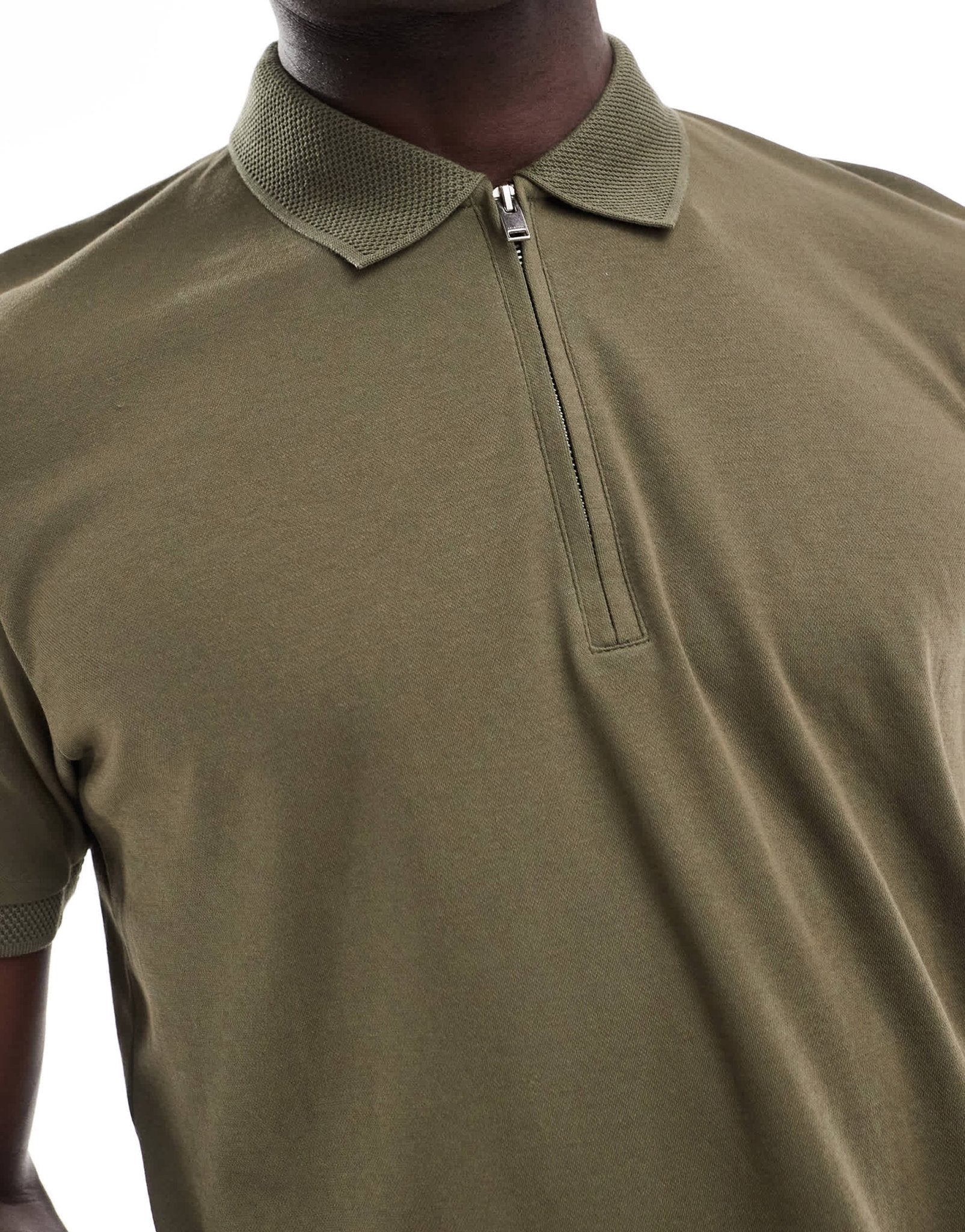 Selected half zip polo shirt in olive green - ASOS Sample Sale EU Store