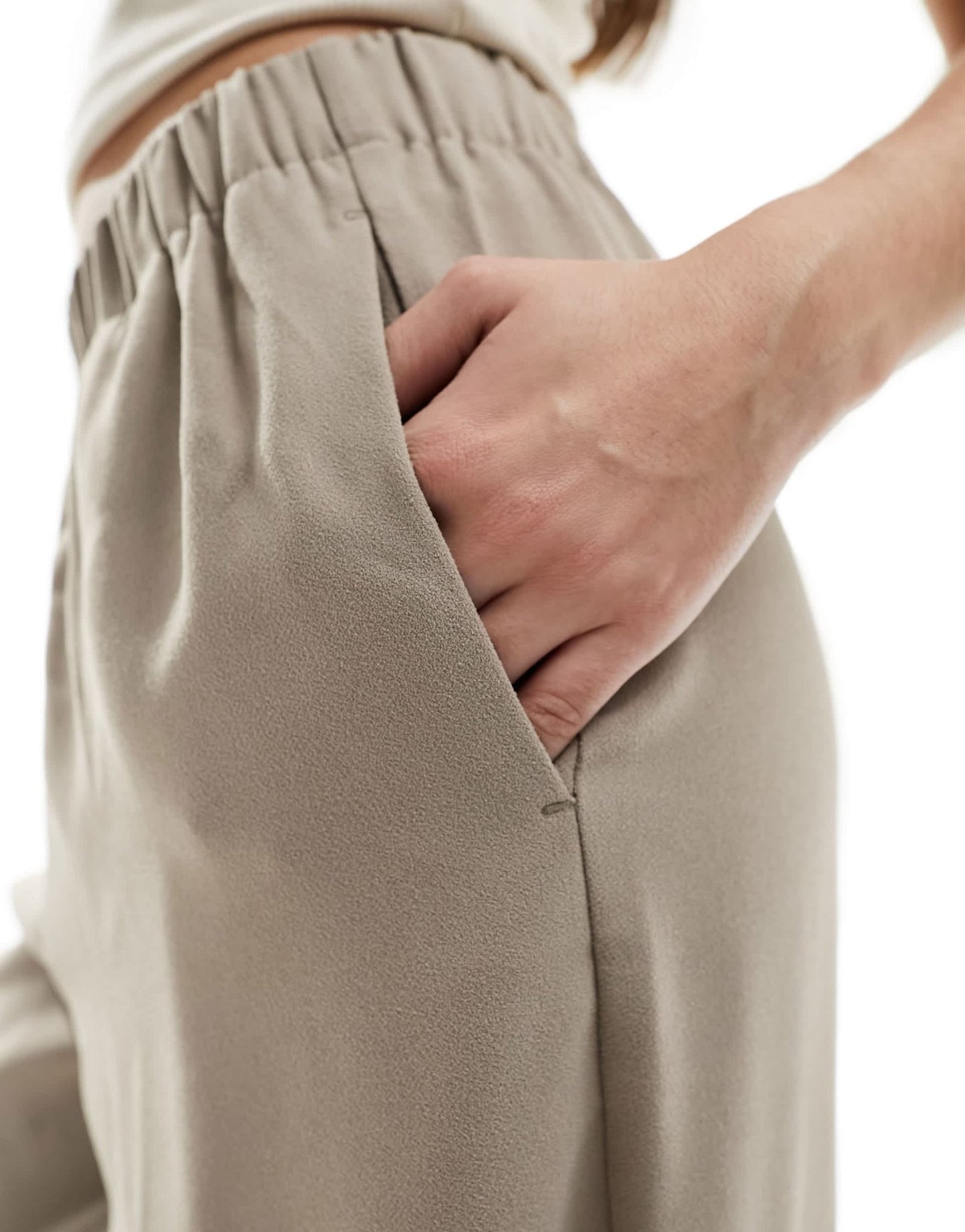 Selected high waist wide fit trousers in beige - ASOS Sample Sale EU Store