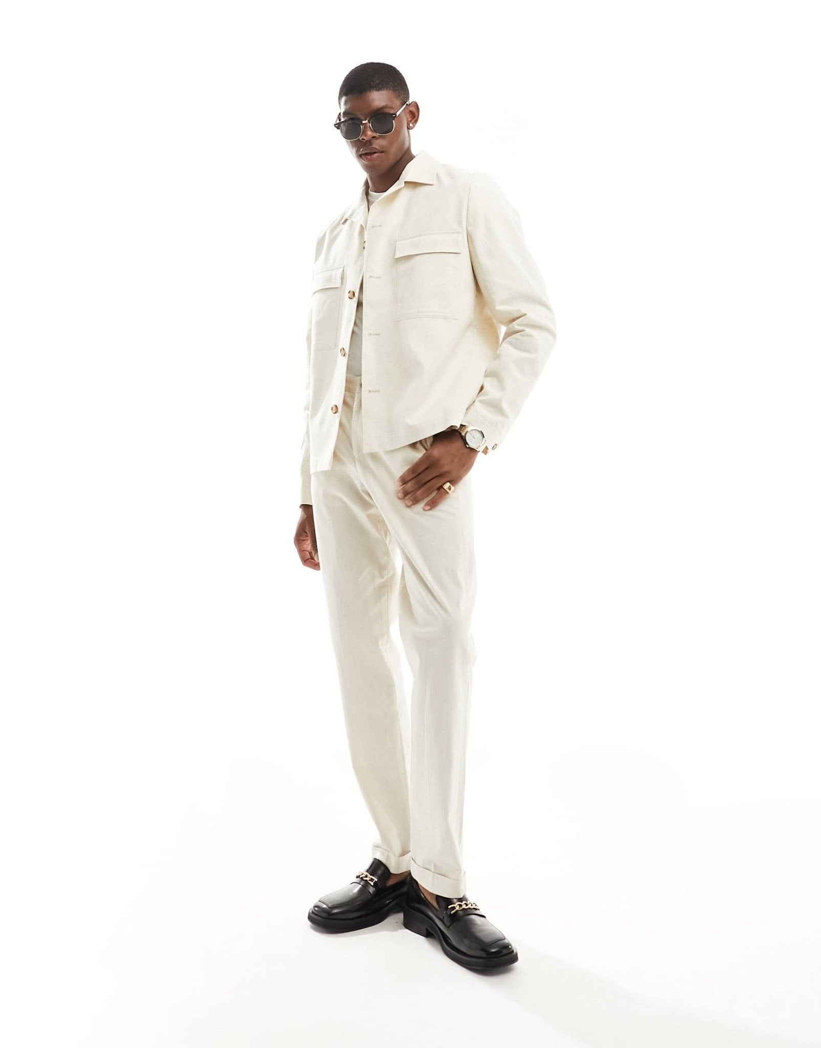 Selected linen mix suit jacket in beige - ASOS Sample Sale EU Store