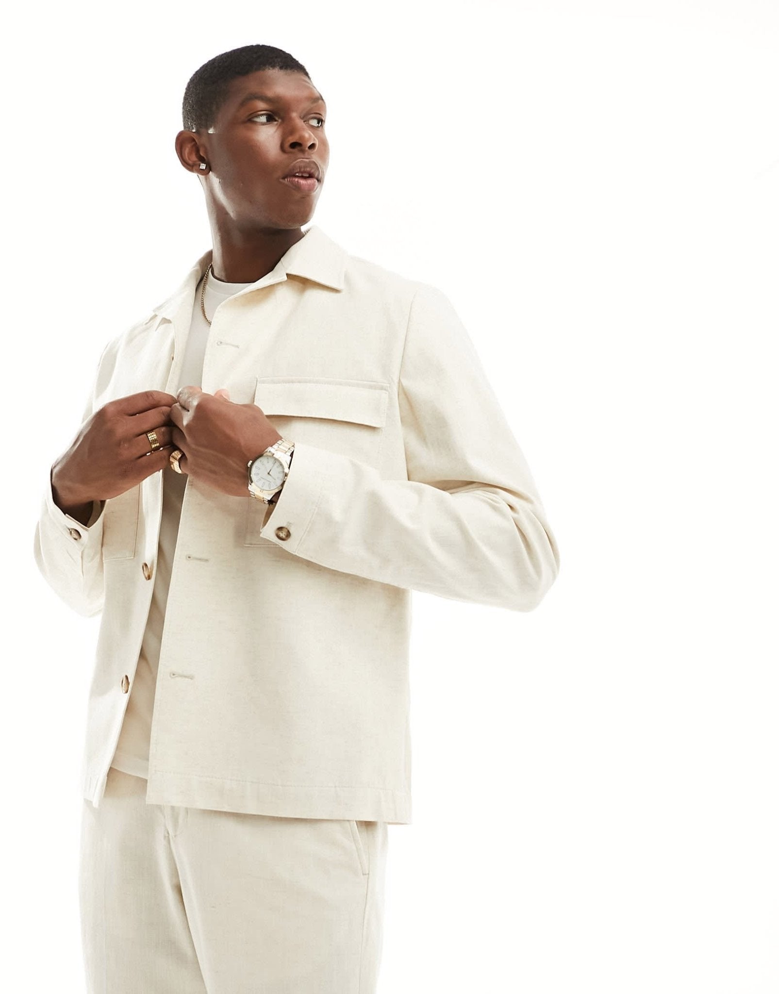 Selected linen mix suit jacket in beige - ASOS Sample Sale EU Store