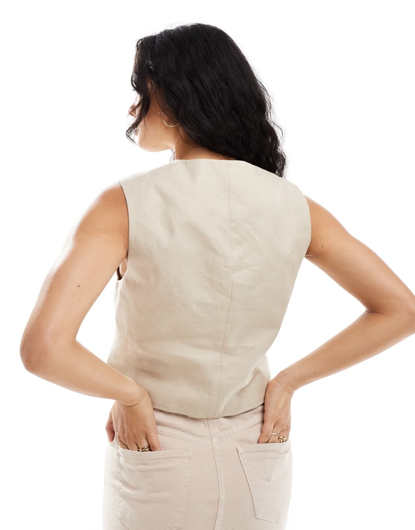 Selected linen touch waist coat in beige - ASOS Sample Sale EU Store