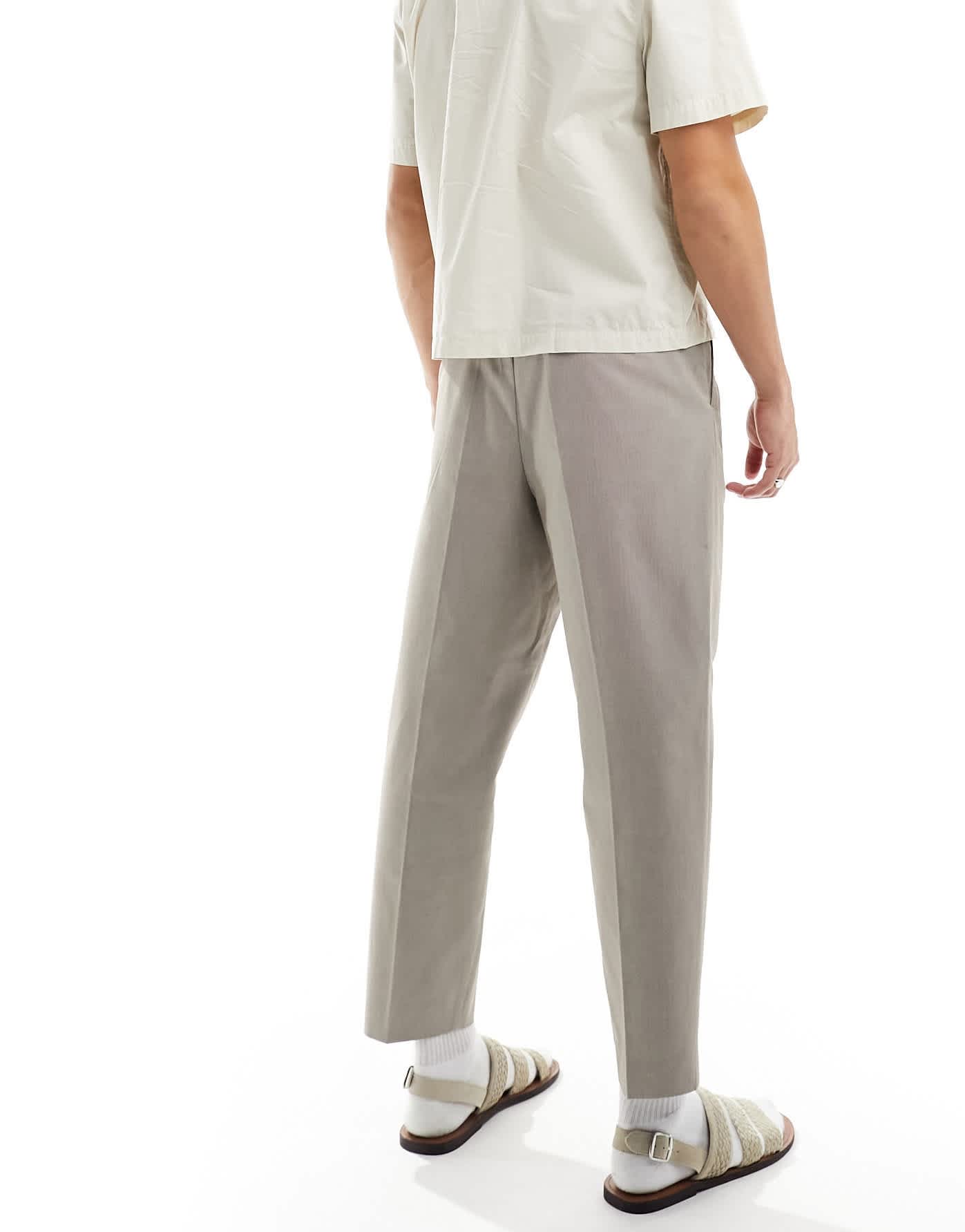 Selected loose fit cropped pleat trouser in beige - ASOS Sample Sale EU Store