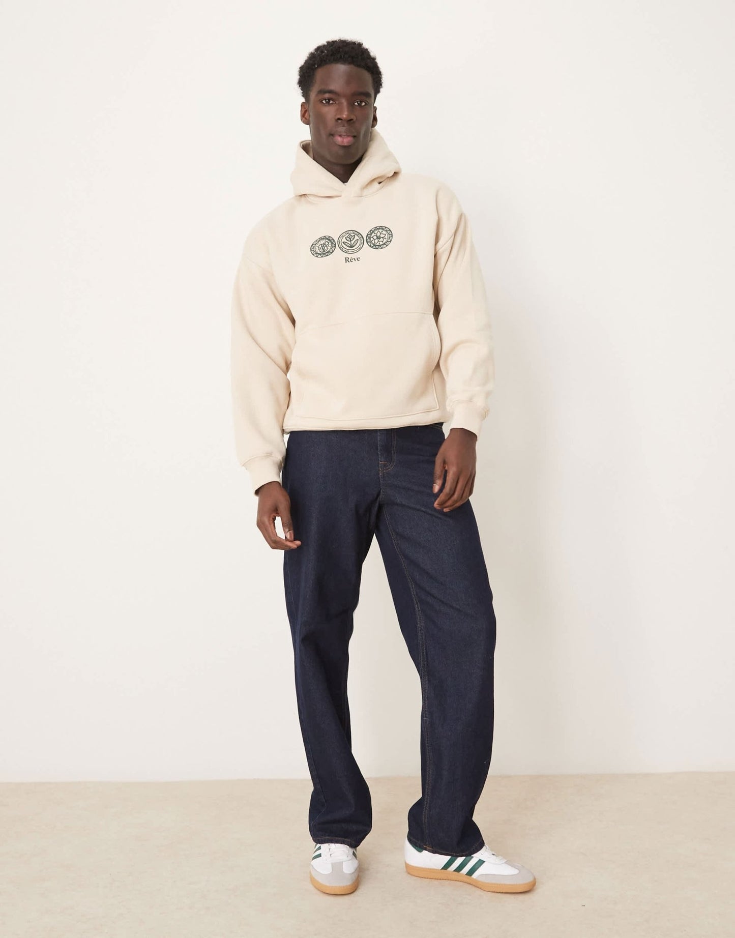 Selected oversized hoodie in beige with central print - ASOS Sample Sale EU Store
