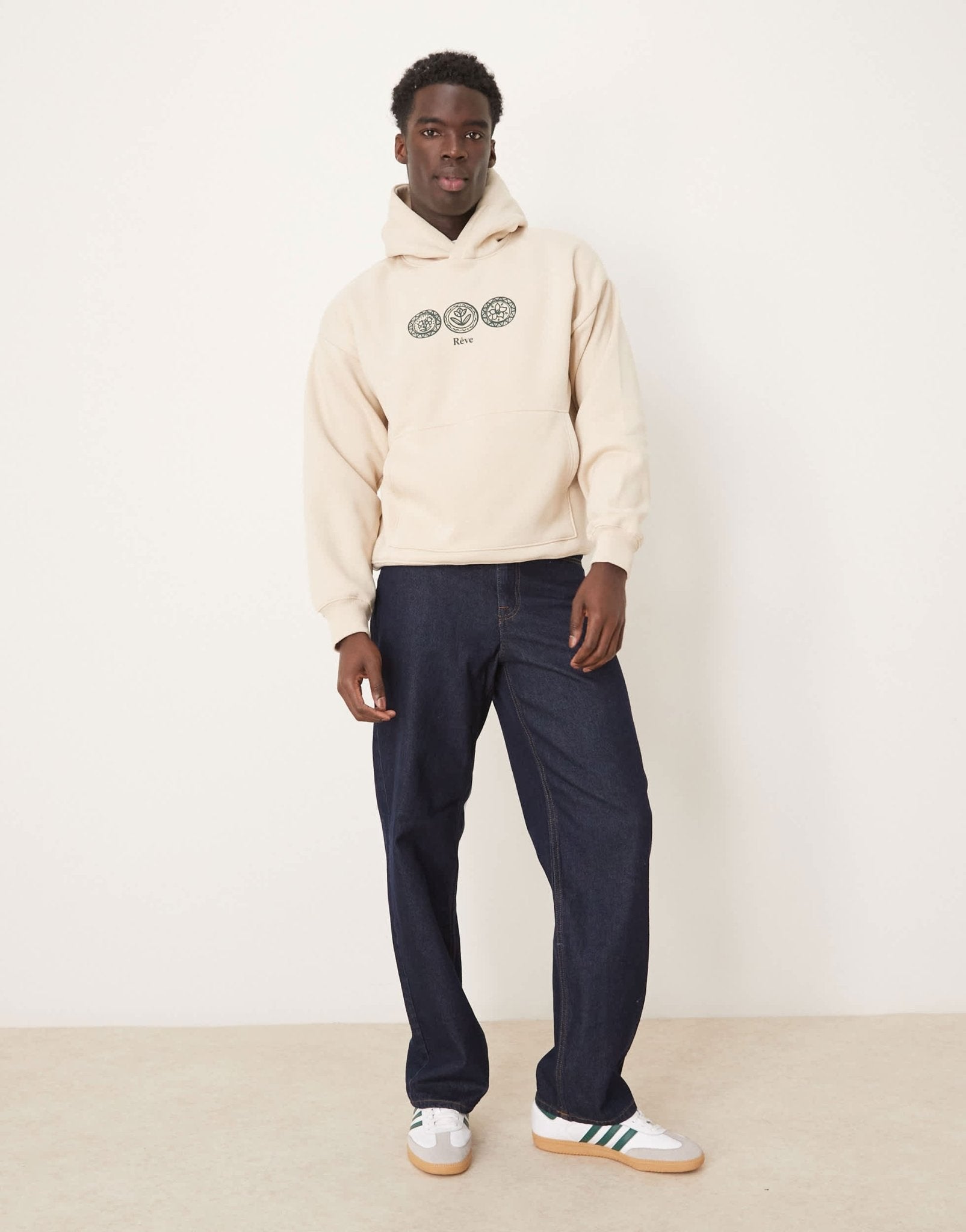 Selected oversized hoodie in beige with central print - ASOS Sample Sale EU Store