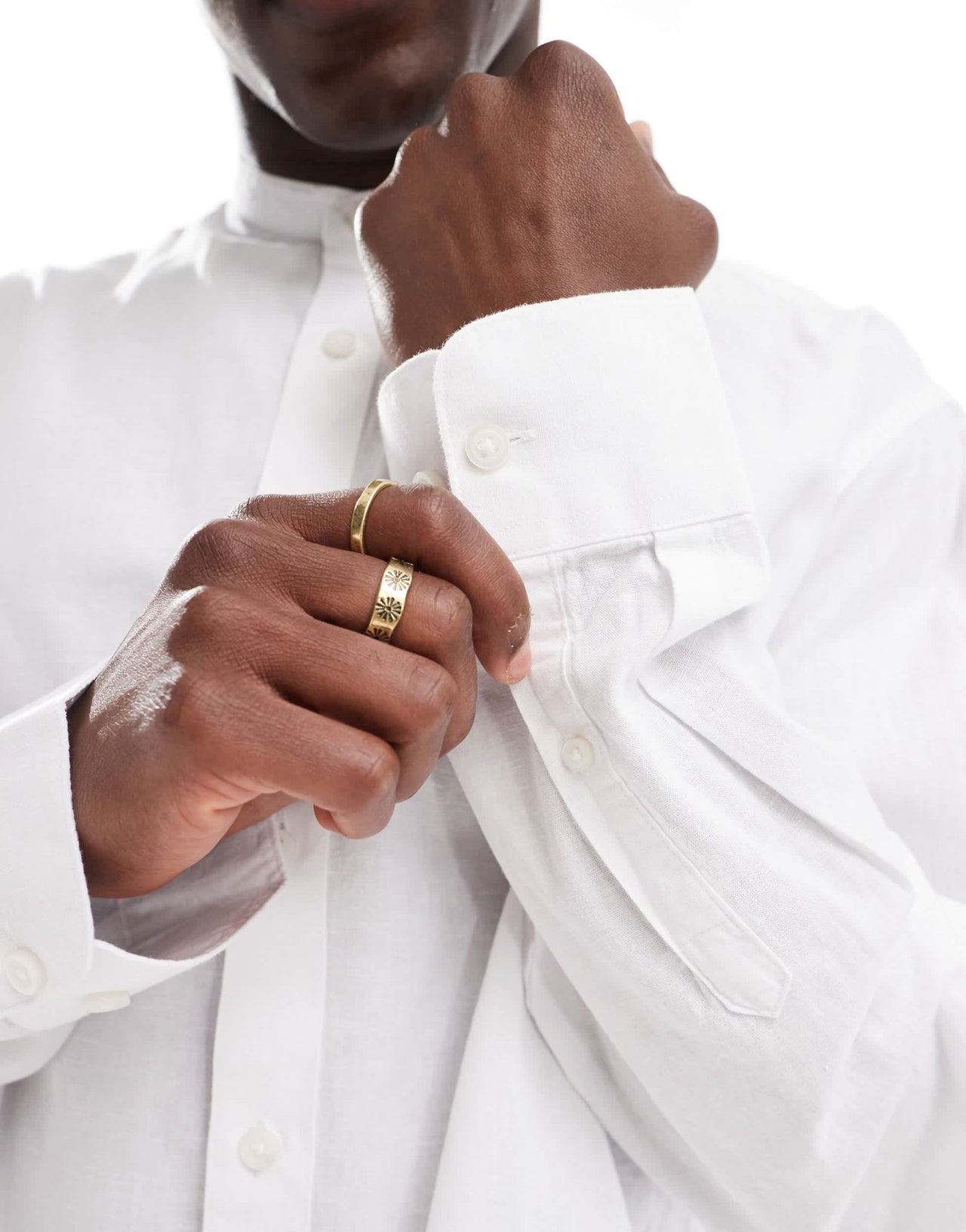 Selected oversized linen mix grandad collar shirt in white - ASOS Sample Sale EU Store
