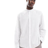 Chemise oversize à col grand-père en mélange de lin blanc sélectionnée
