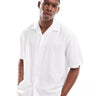 Camisa Selected oversize en mezcla de lino con cuello vuelto en blanco
