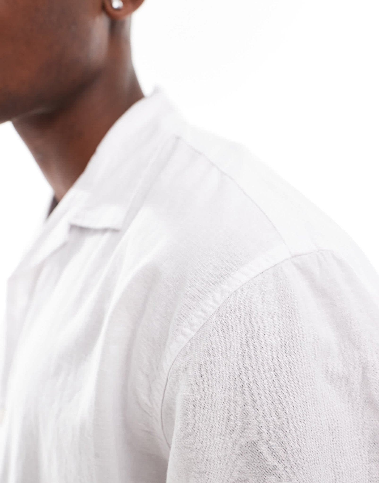 Selected oversized linen mix revere collar shirt in white - ASOS Sample Sale EU Store