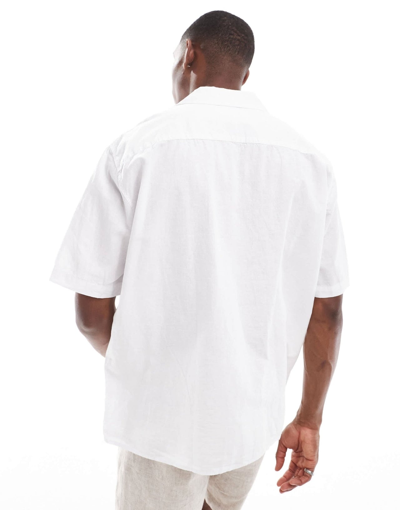 Selected oversized linen mix revere collar shirt in white - ASOS Sample Sale EU Store