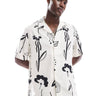 Selected camicia oversize con rever e stampa artistica in bianco