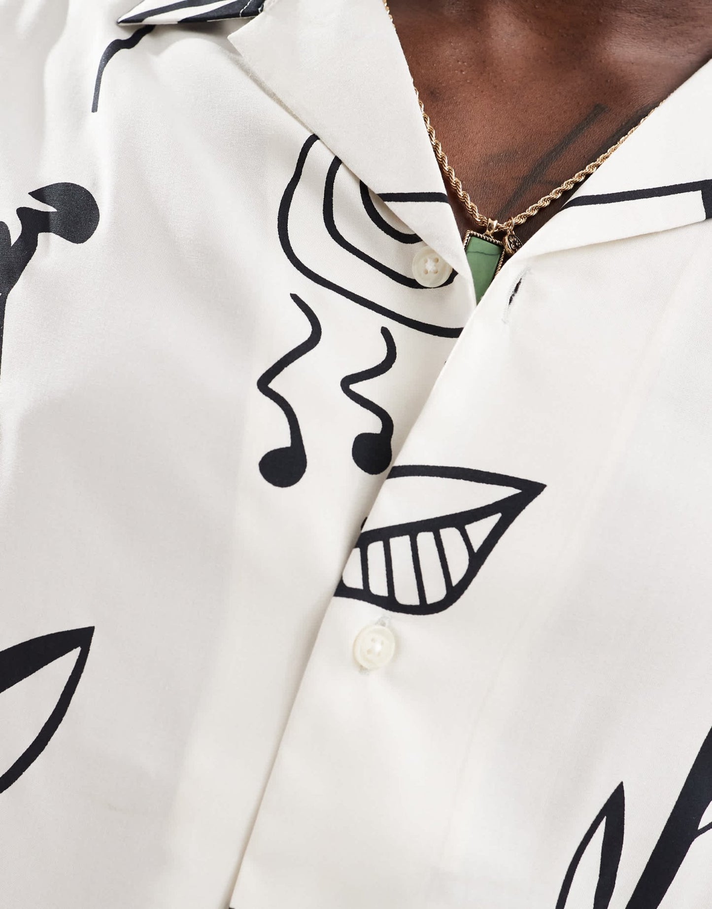 Selected oversized revere collar shirt with art print in white - ASOS Sample Sale EU Store