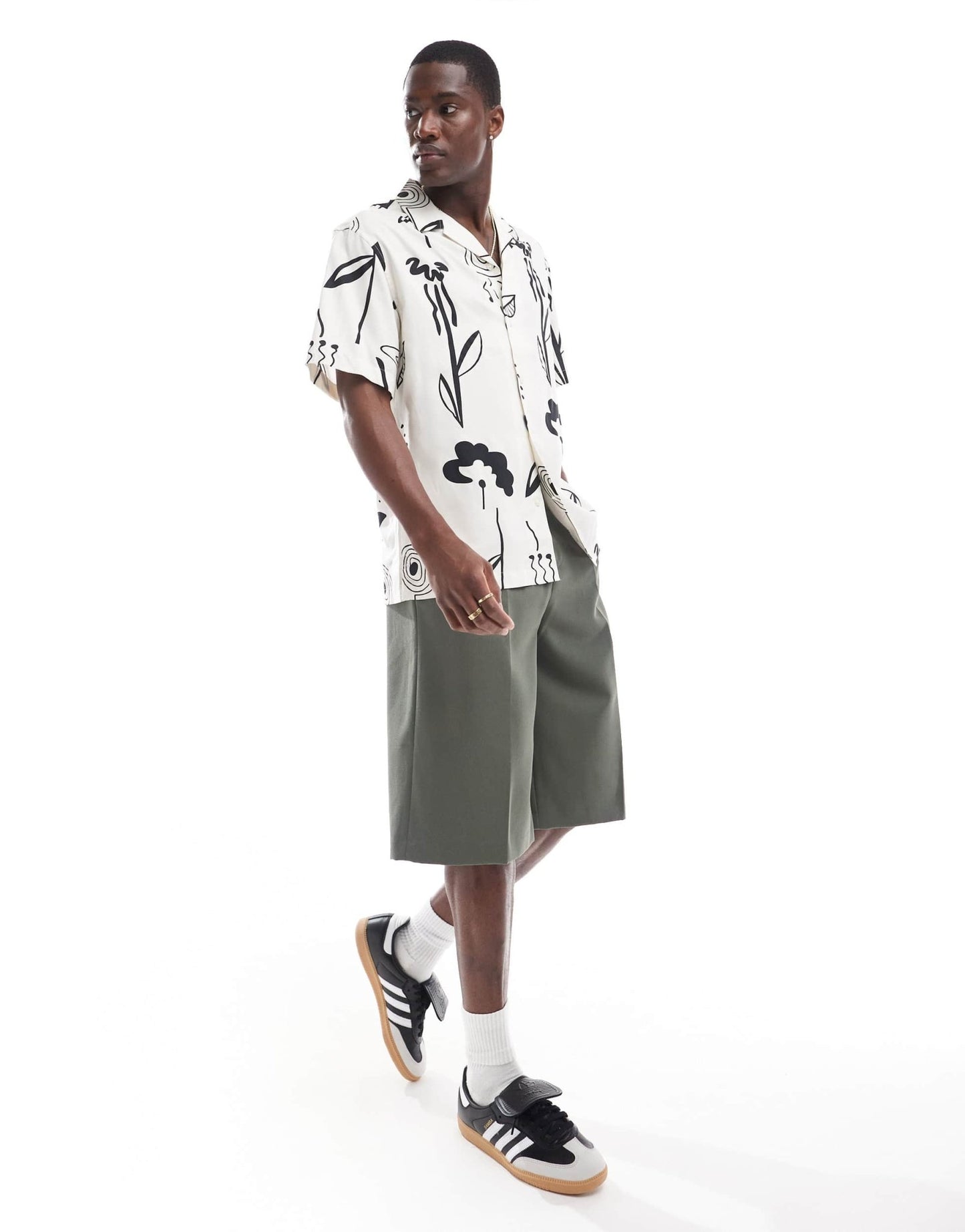 Selected oversized revere collar shirt with art print in white - ASOS Sample Sale EU Store