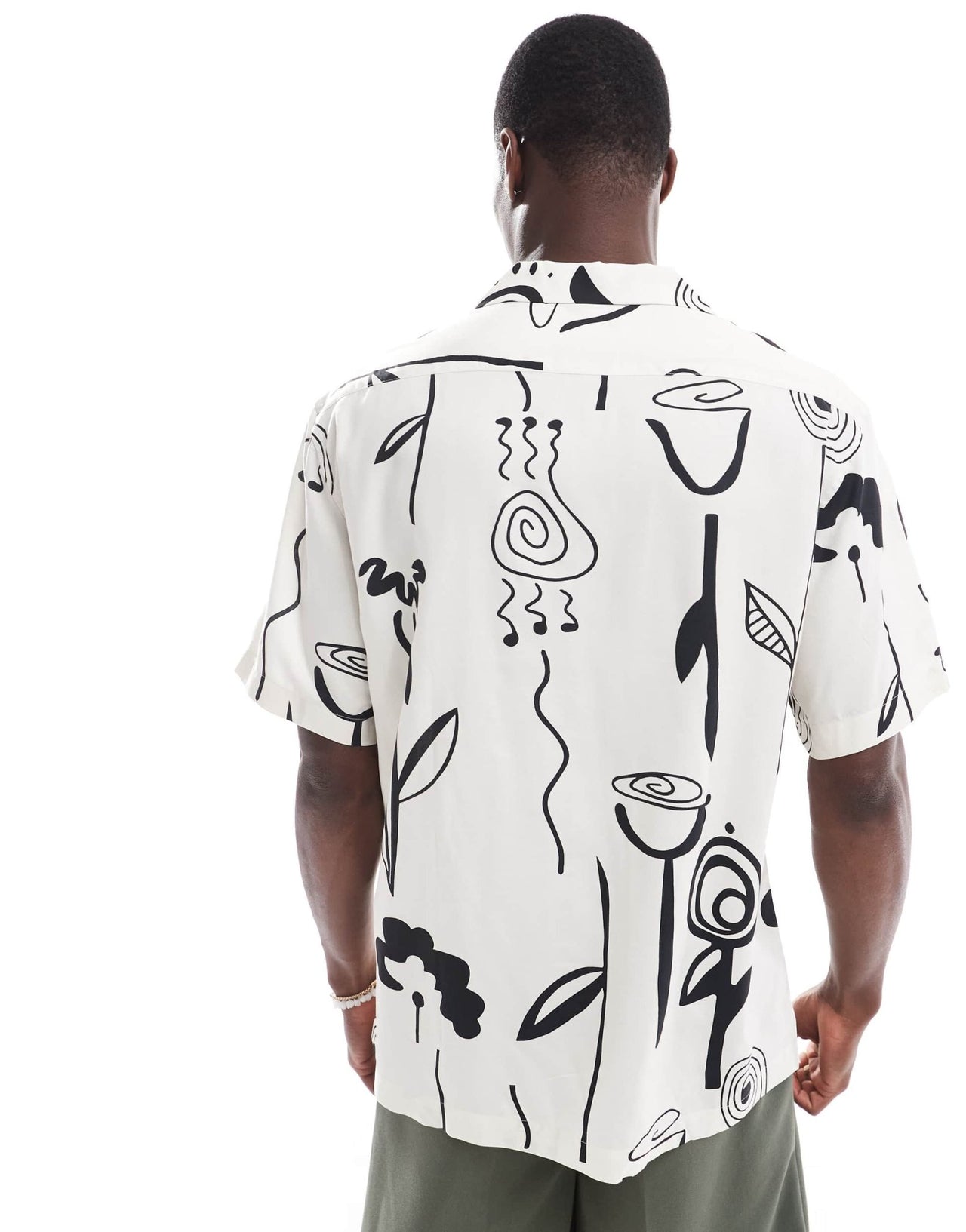 Selected oversized revere collar shirt with art print in white - ASOS Sample Sale EU Store